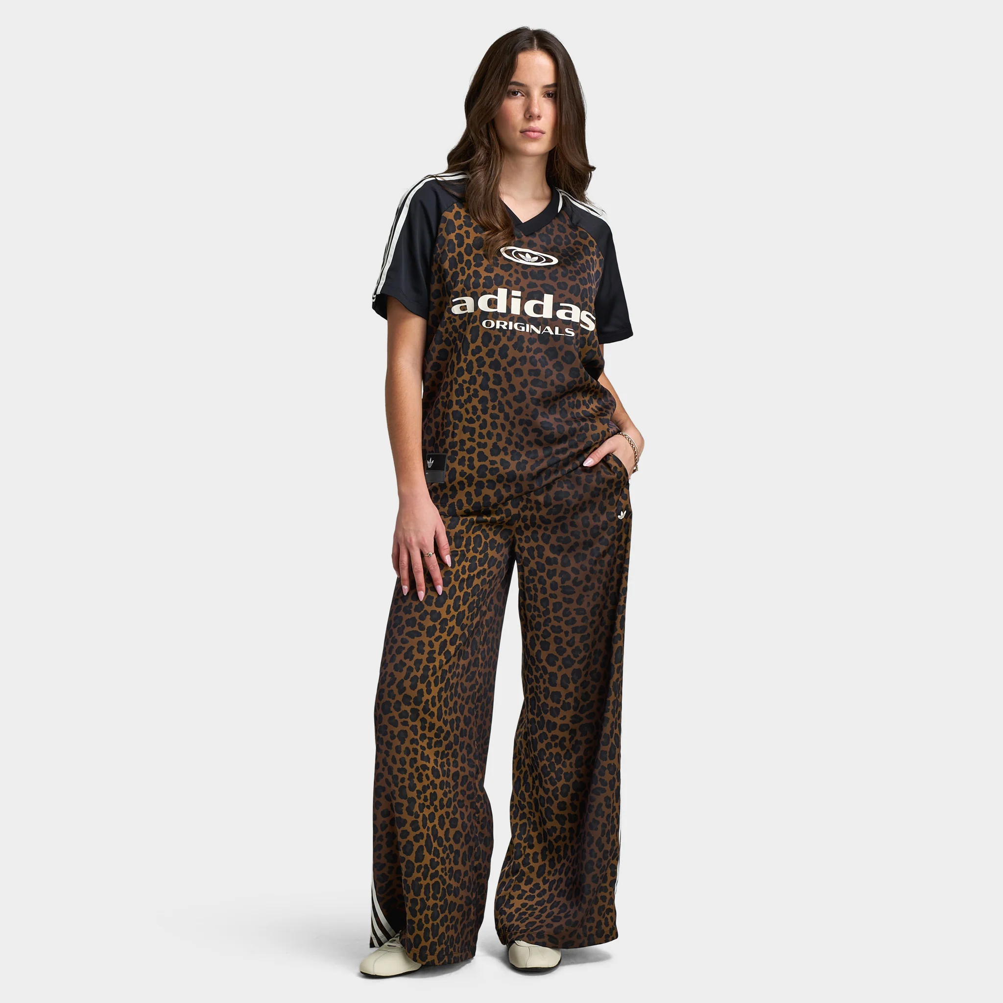 adidas Women's Wide Leg Satin Pant / Leopard - Image 6