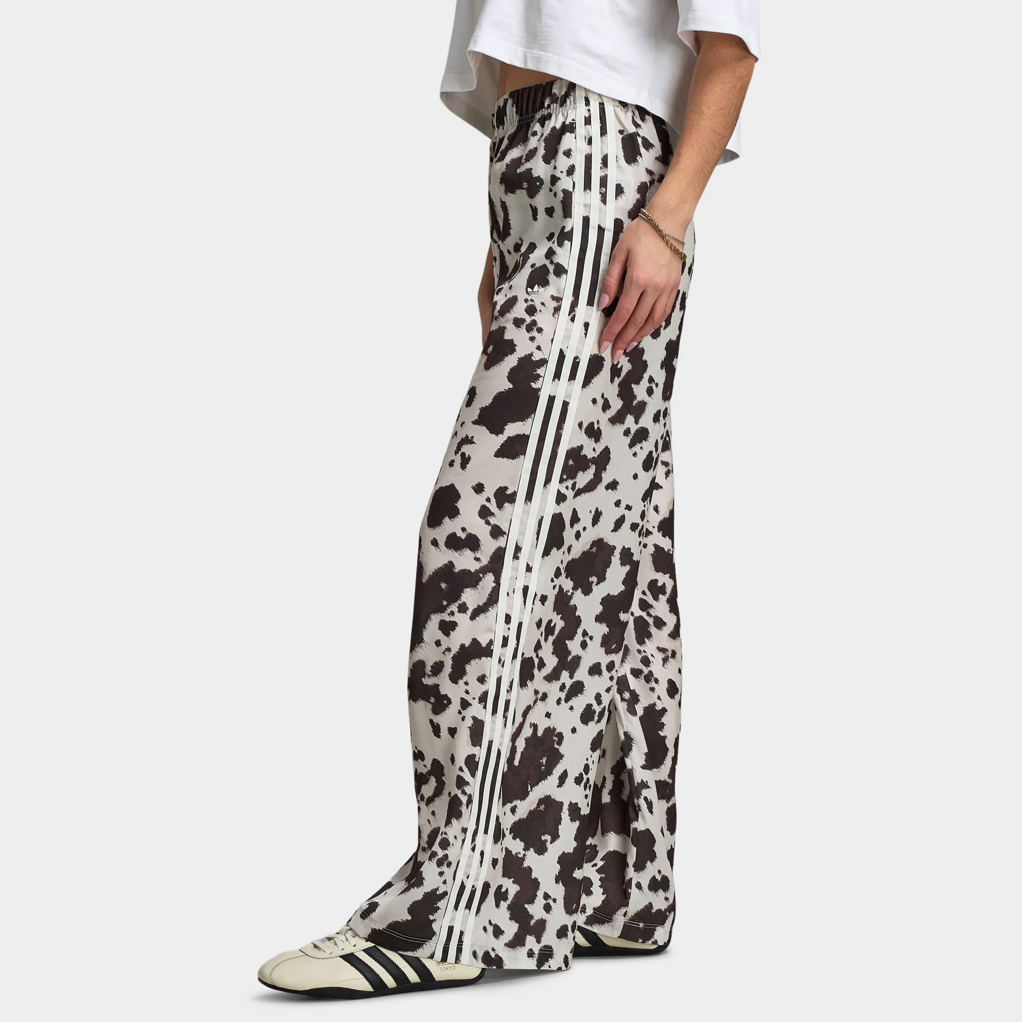 adidas Women's Wide Leg Satin Pants / Cow Print - Image 3