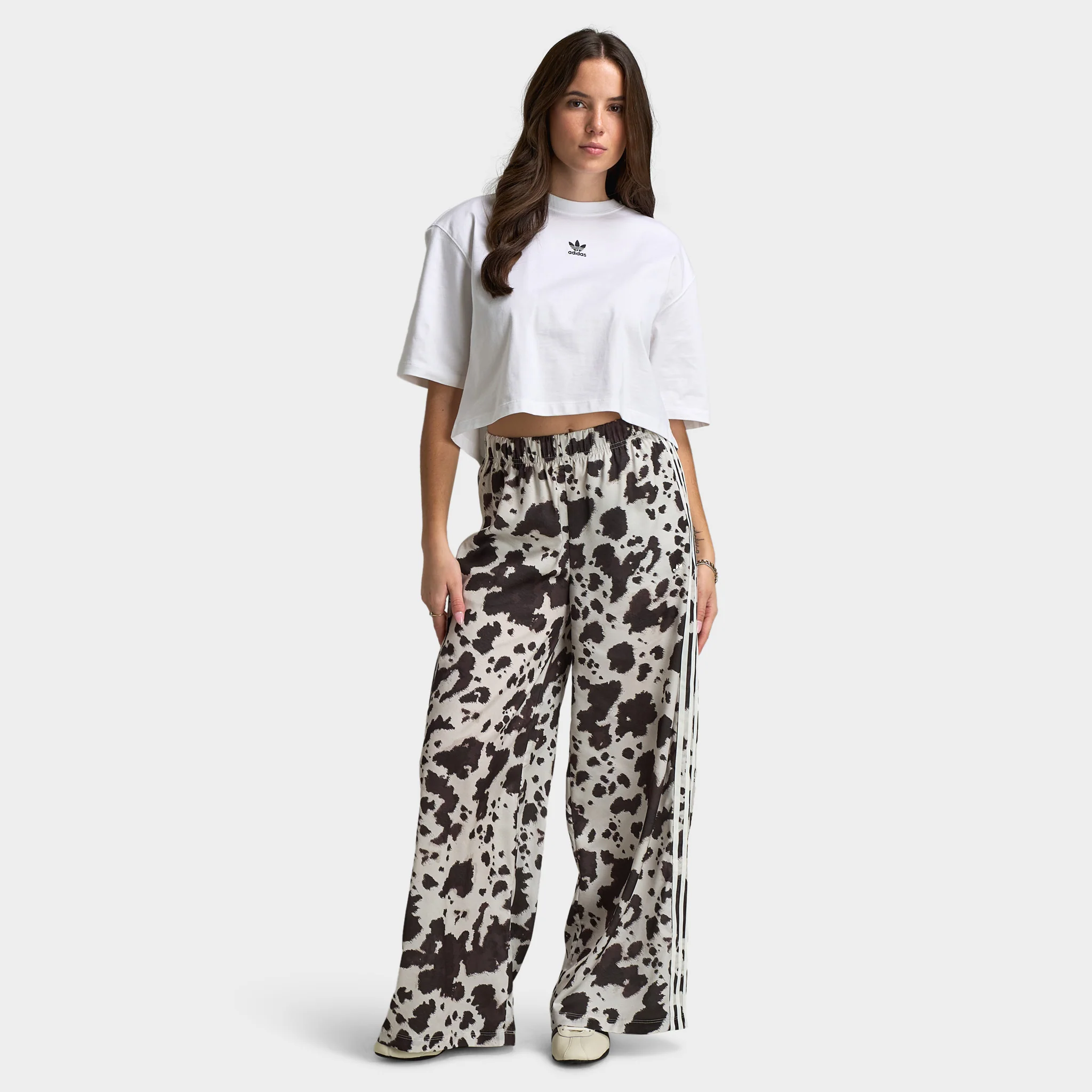 adidas Women's Wide Leg Satin Pants / Cow Print - Image 6