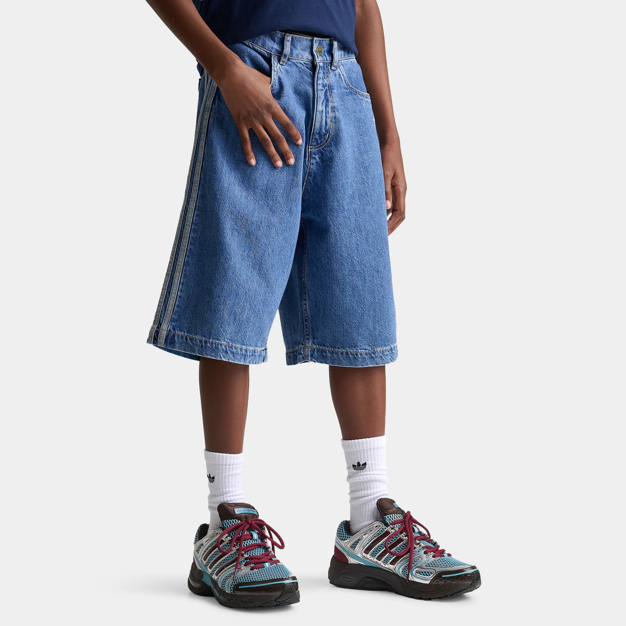 adidas Juniors' Denim Shorts / Vintage Blue - Image 5