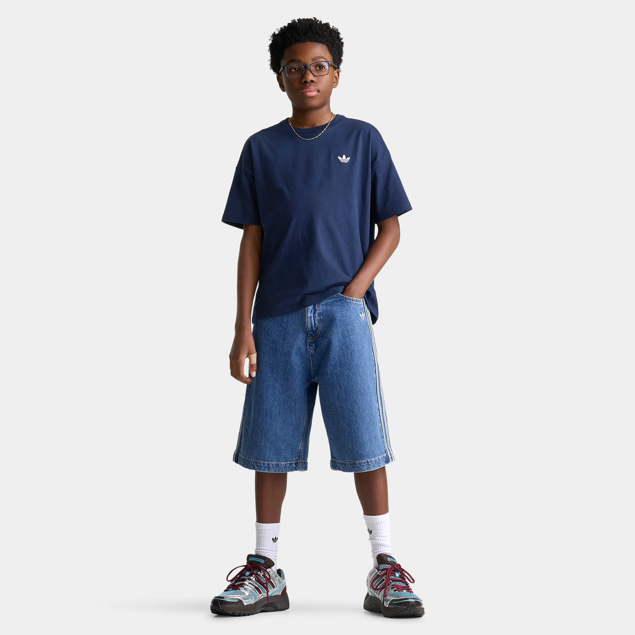 adidas Juniors' Denim Shorts / Vintage Blue - Image 6