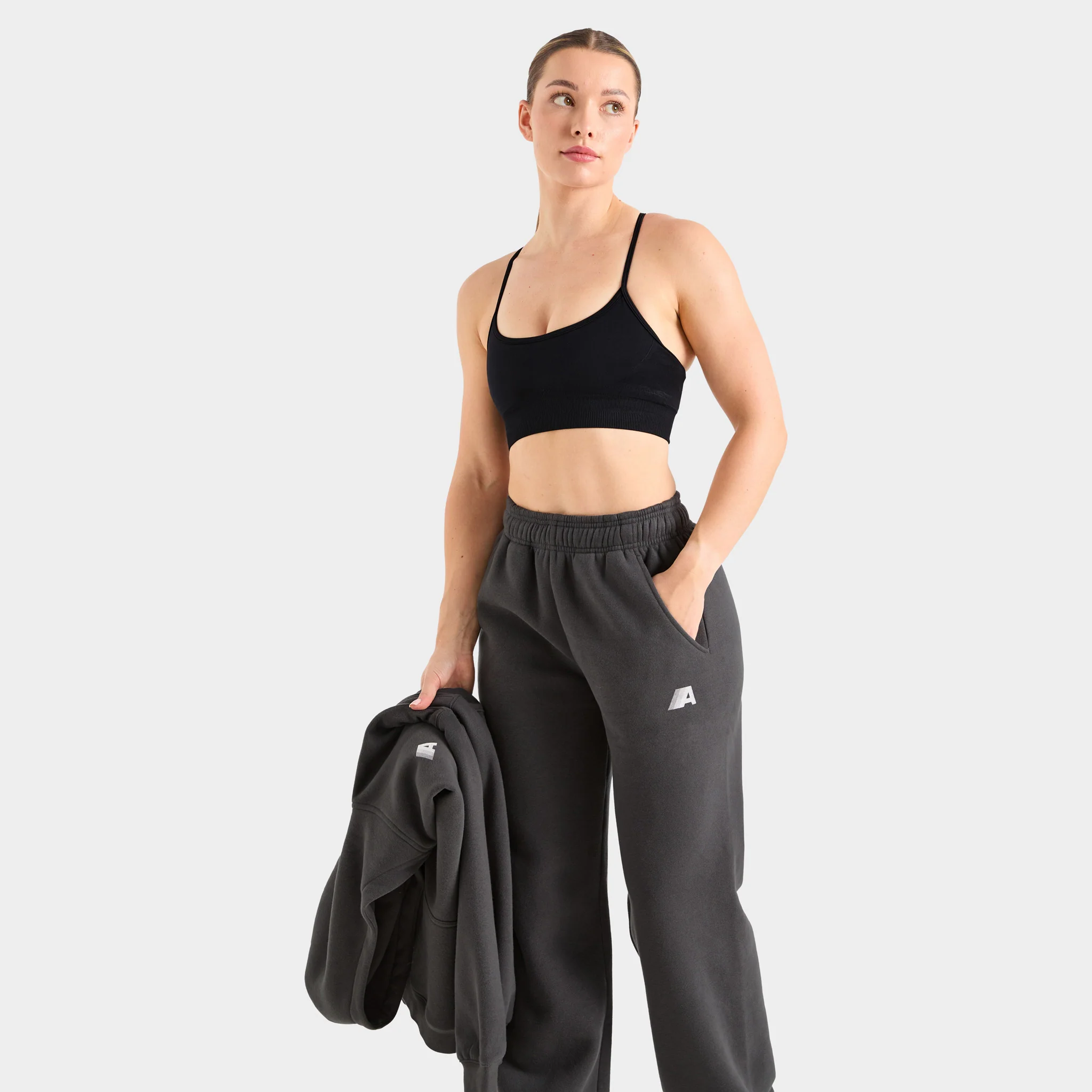 AYBL Women's Retro Athletics Oversized Straight Leg Joggers / Charcoal - Image 3