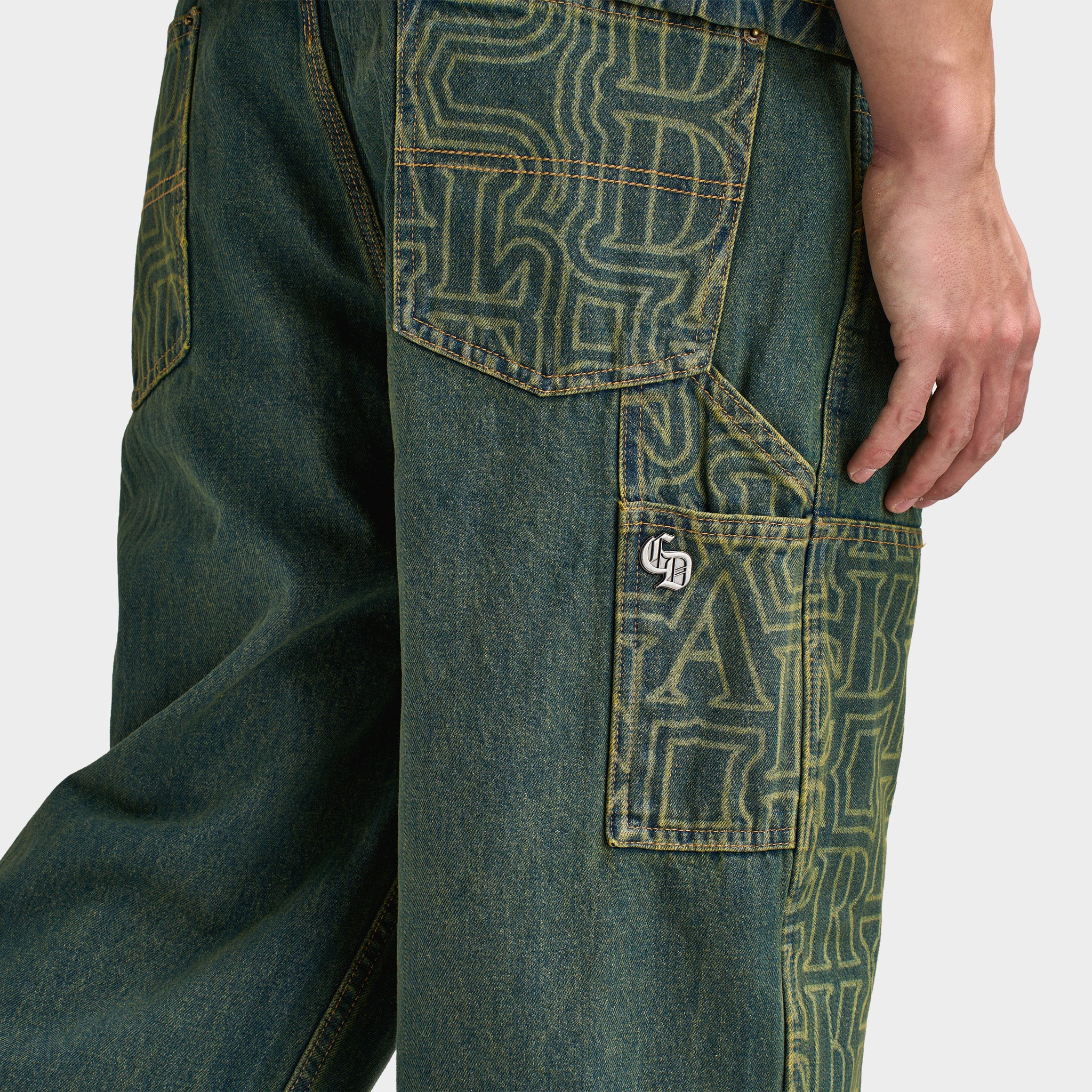 Criminal Damage BERKLEY MONOGRAM DENIM JEAN / Dirty Blue - Image 5