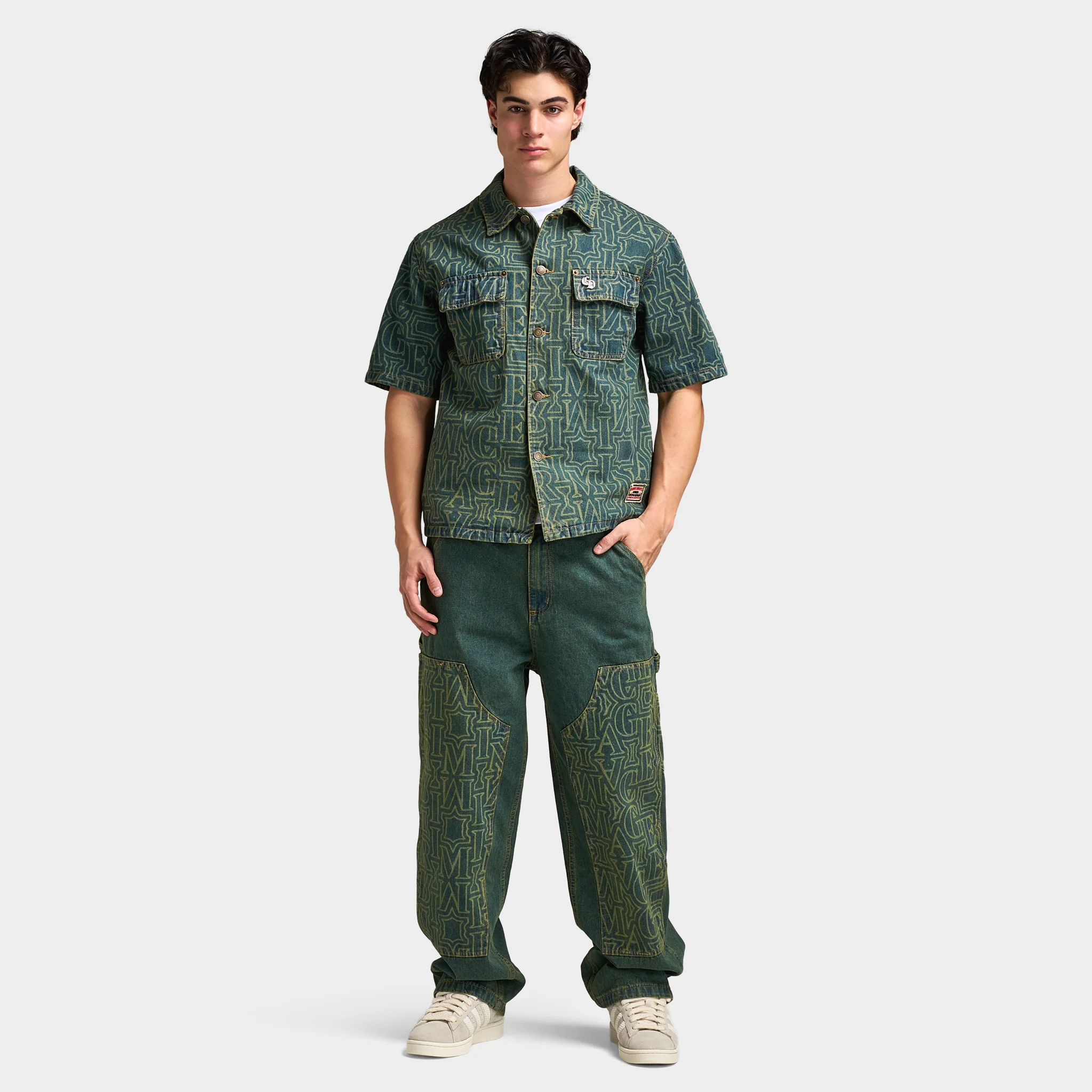 Criminal Damage BERKLEY MONOGRAM DENIM SHIRT / Dirty Blue - Image 6