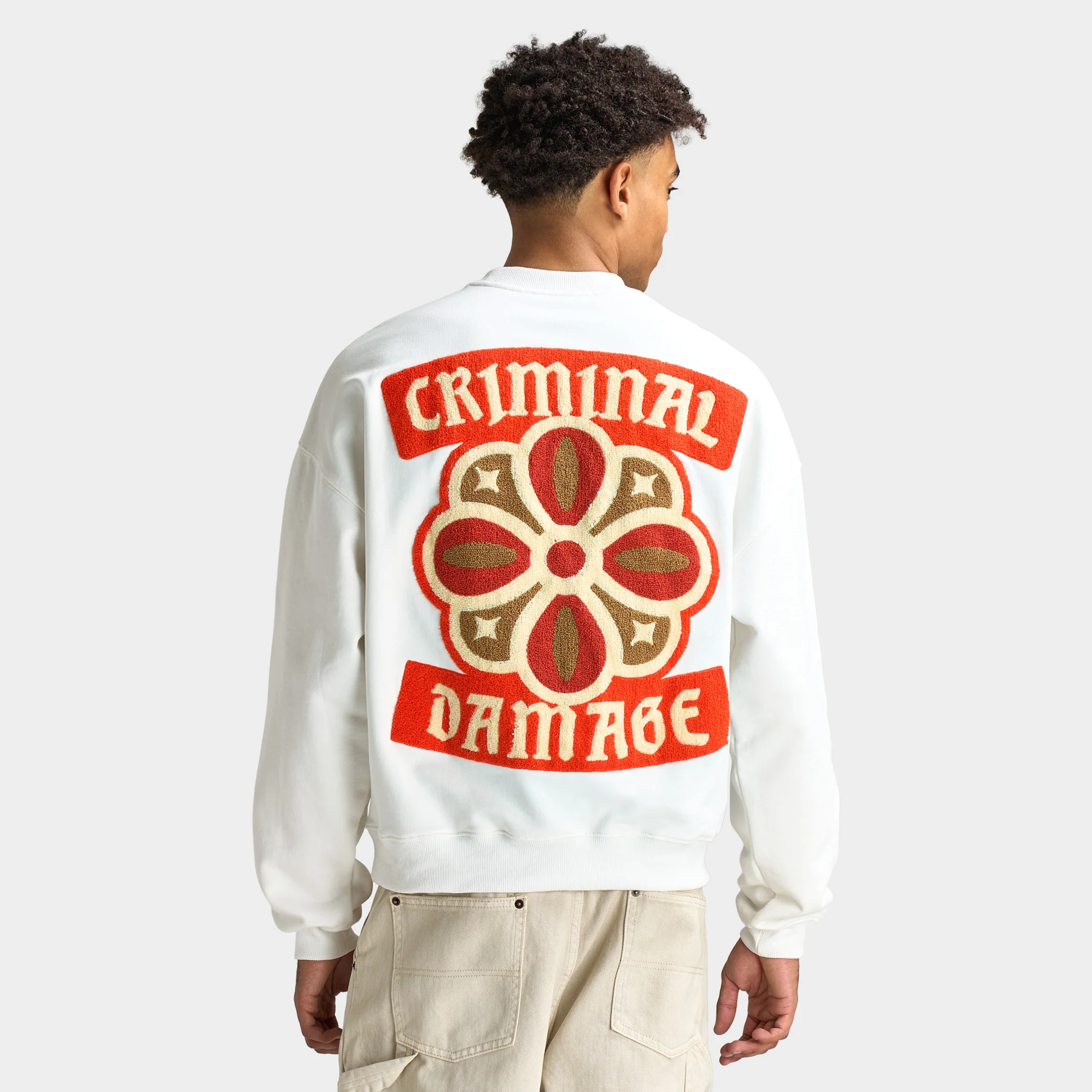 Criminal Damage Celtic Sweatshirt Off-White / Red - Image 4