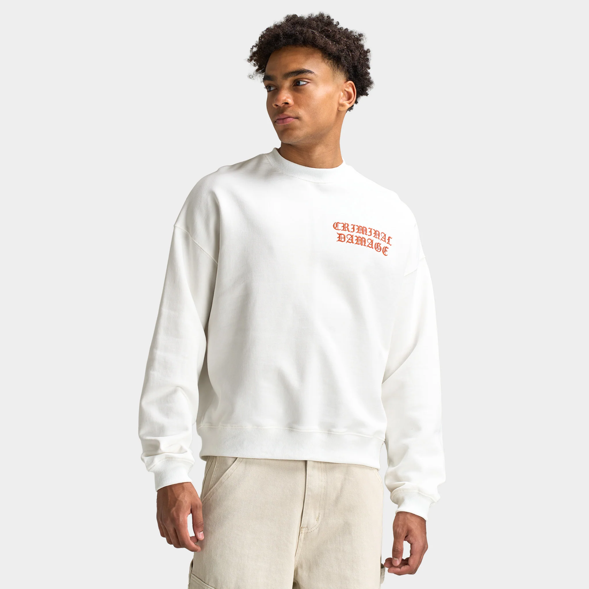 Criminal Damage Celtic Sweatshirt Off-White / Red - Image 5