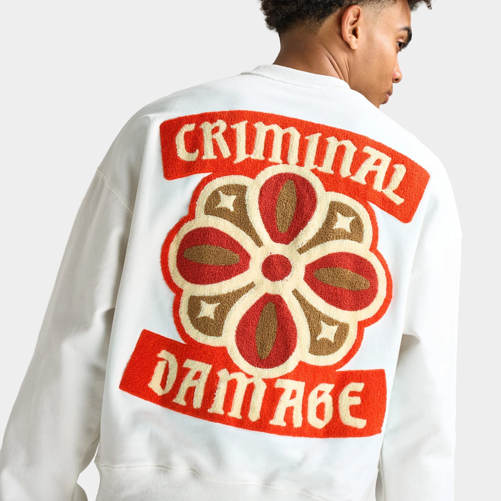 Criminal Damage Celtic Sweatshirt Off-White / Red - Image 6