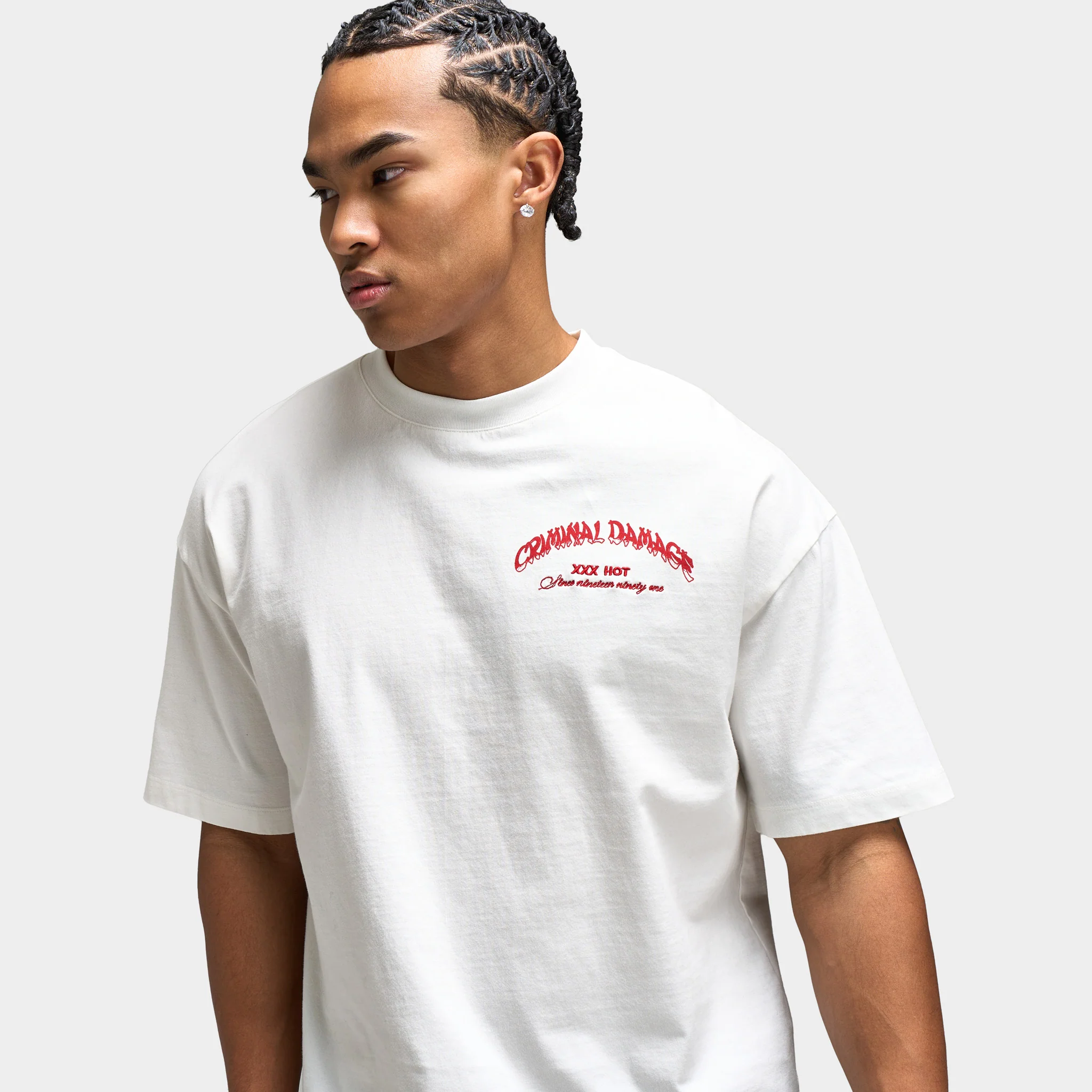 Criminal Damage Hot Wings T-shirt / Ecru / Red - Image 3