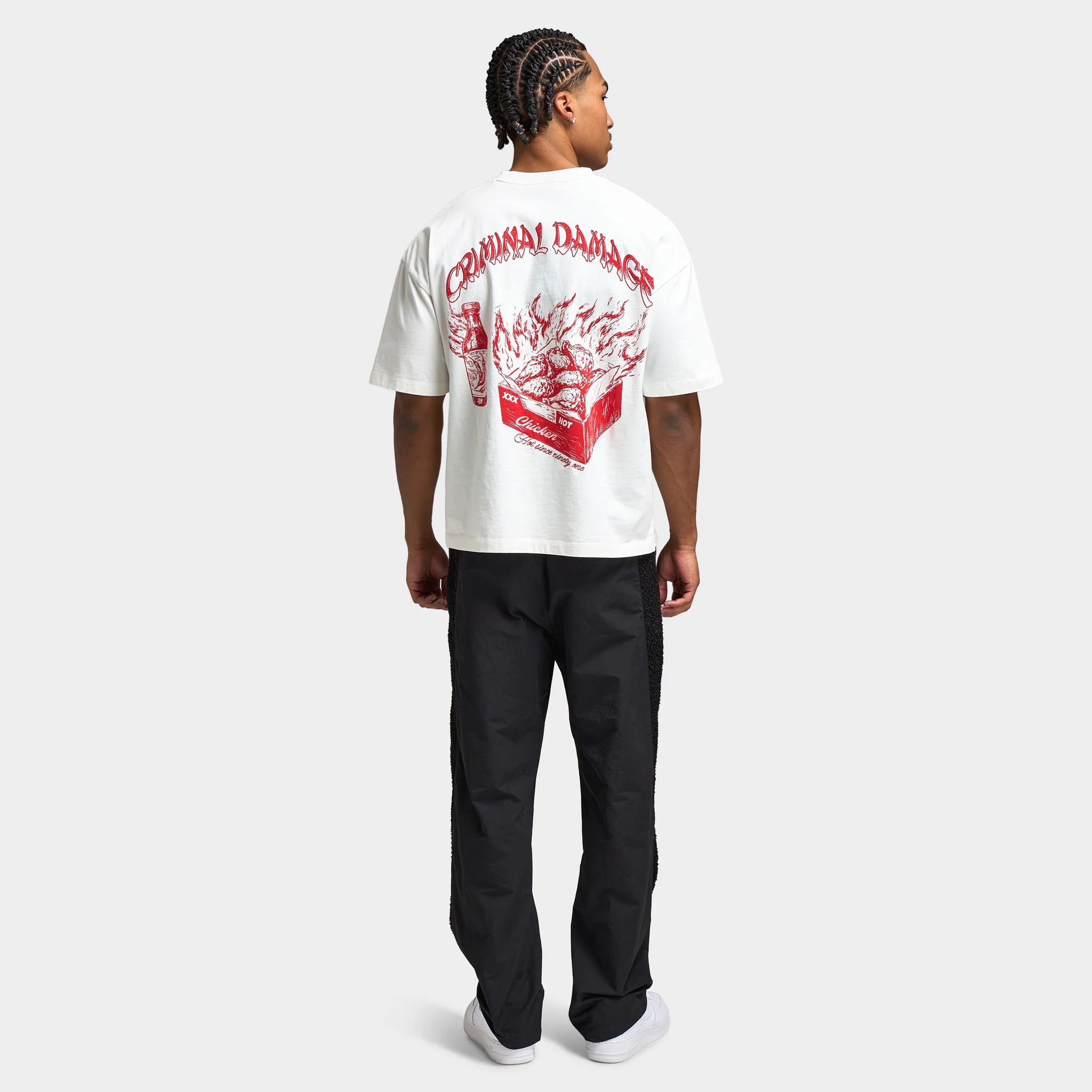 Criminal Damage Hot Wings T-shirt / Ecru / Red - Image 5