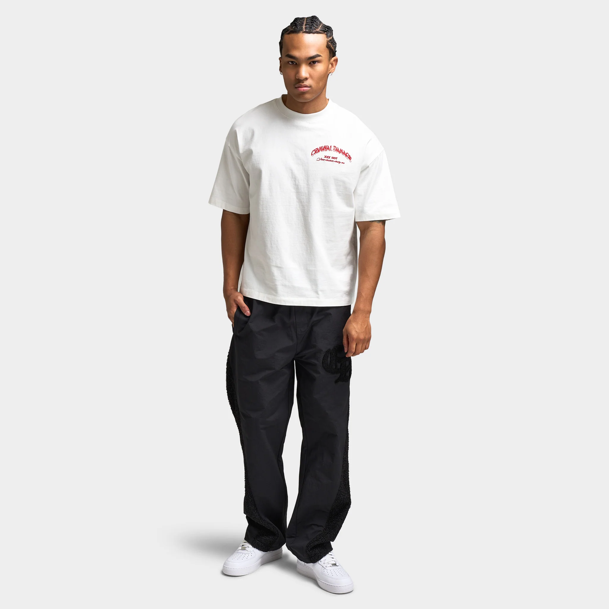Criminal Damage Hot Wings T-shirt / Ecru / Red - Image 6