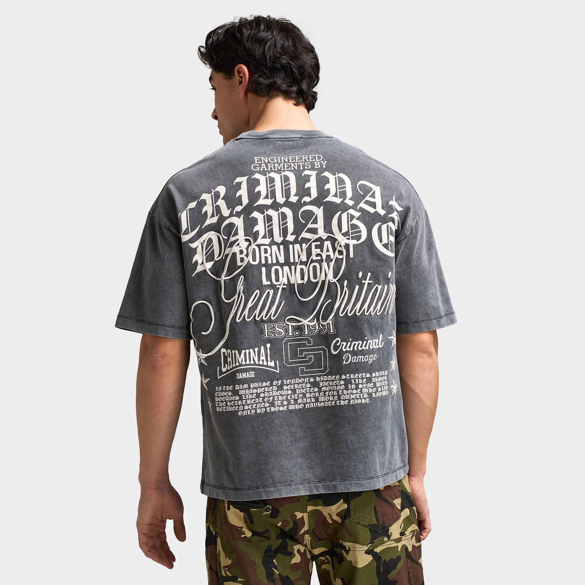 Criminal Damage Logo Mania T-Shirt / Washed Black - Image 2
