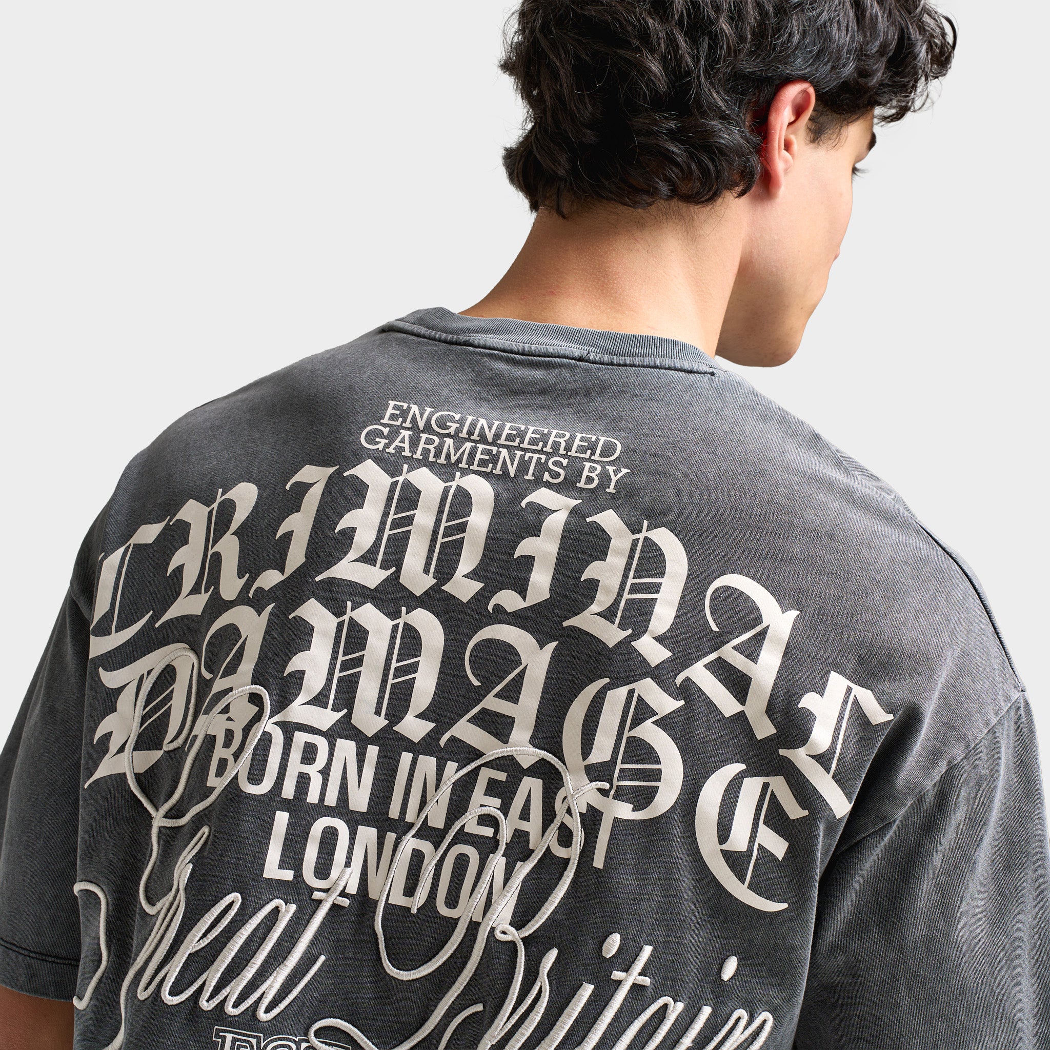 Criminal Damage Logo Mania T-Shirt / Washed Black - Image 3