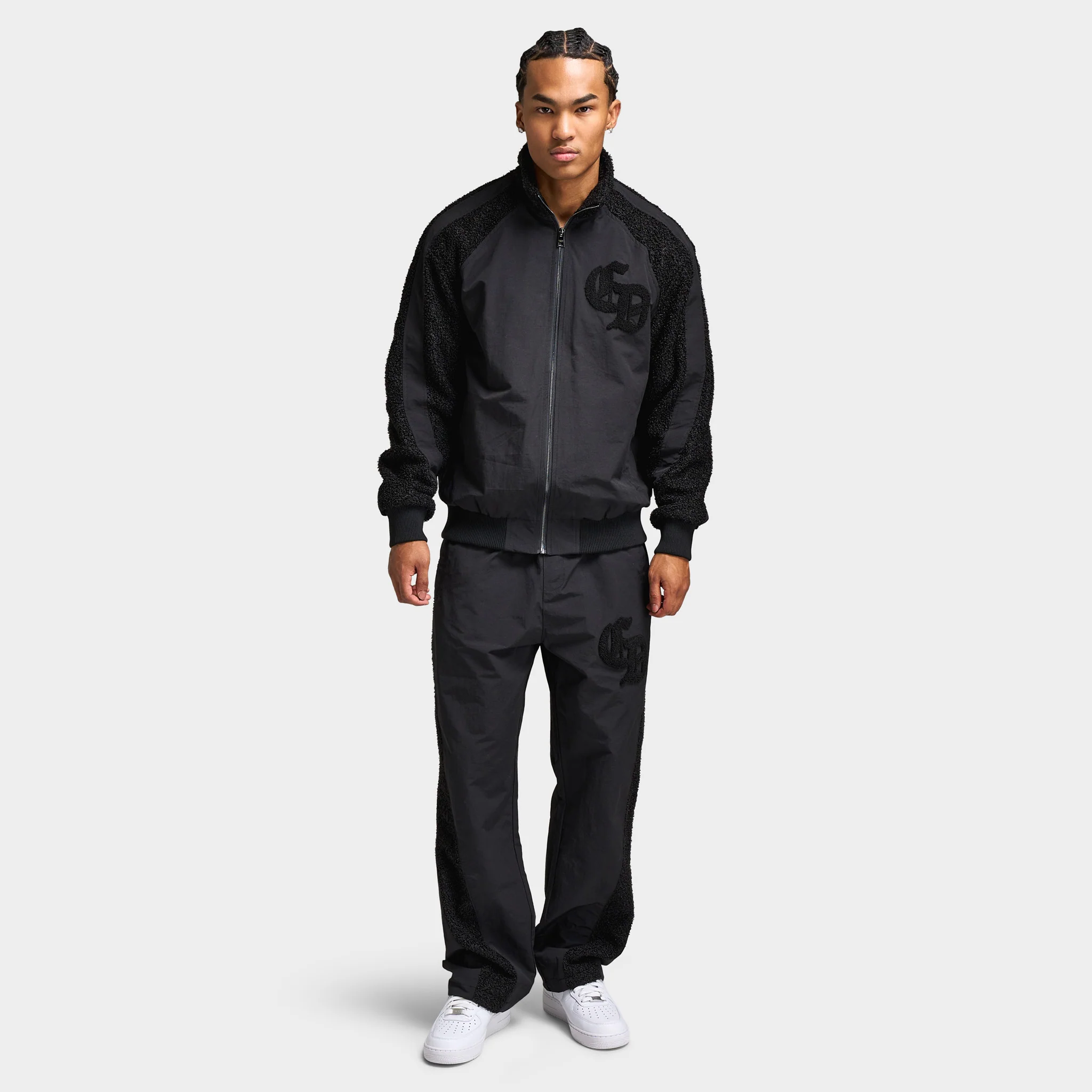 Criminal Damage Micro Sherpa and Nylon Track Jacket / Black - Image 6
