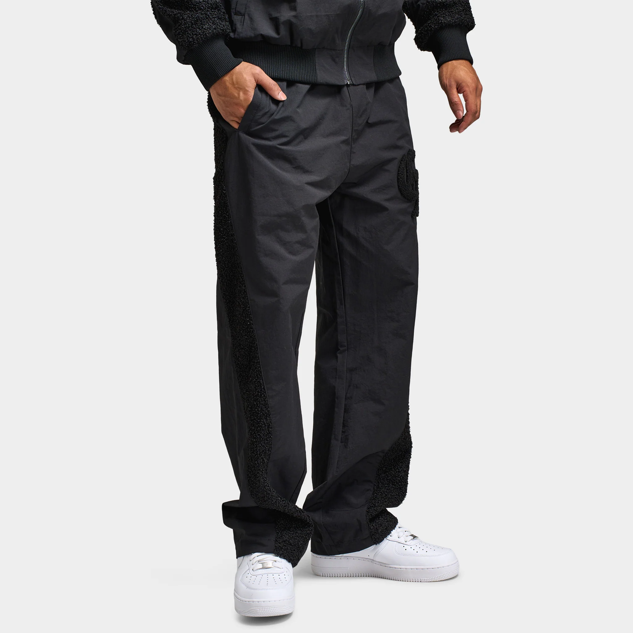 Criminal Damage Micro Sherpa and Nylon Track Pant / Black - Image 3