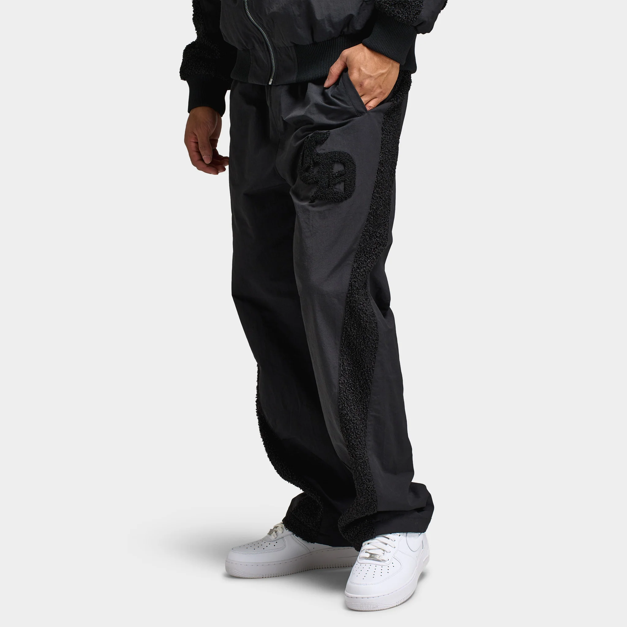 Criminal Damage Micro Sherpa and Nylon Track Pant / Black - Image 4