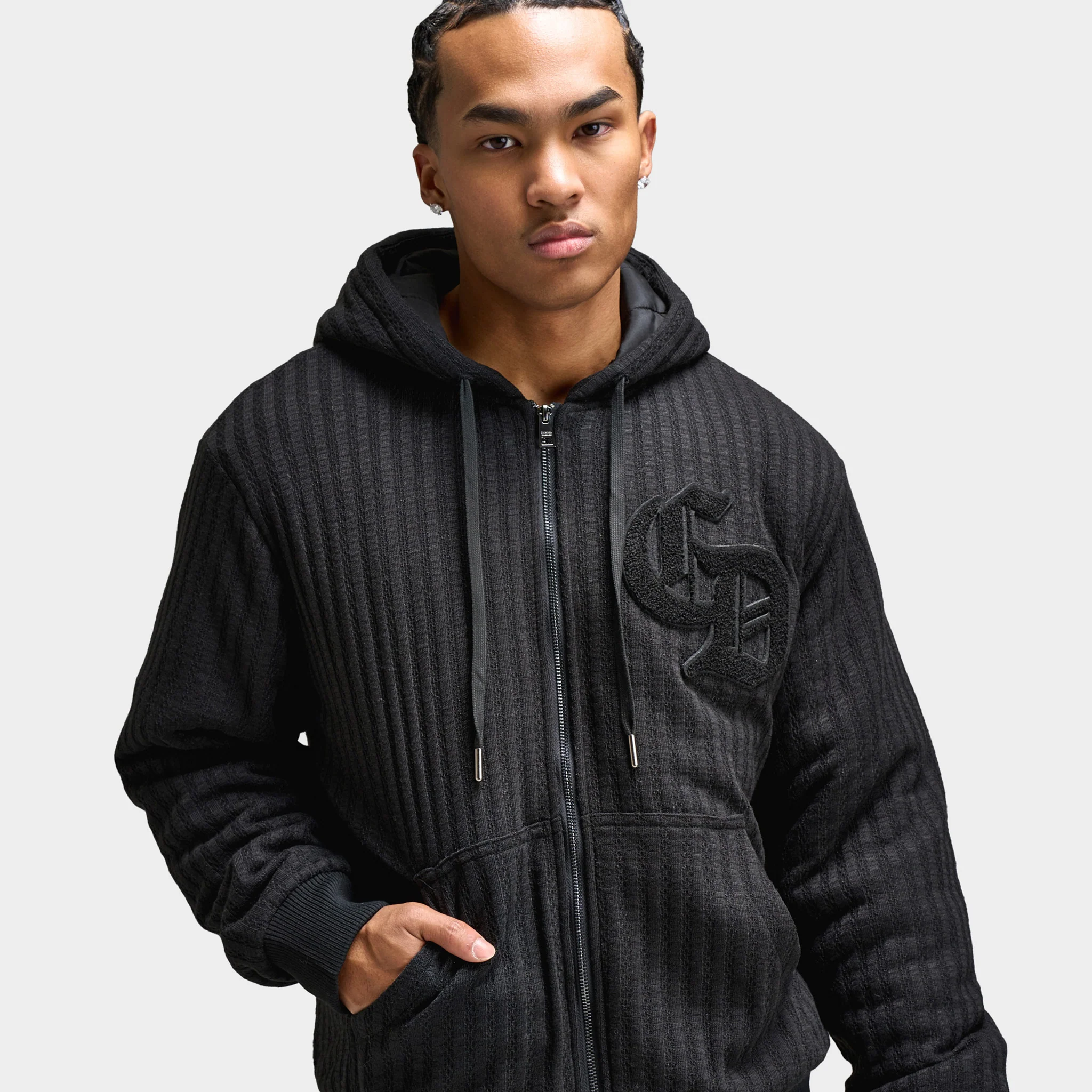 Criminal Damage Stanford Knitted Hoodie / Black - Image 3