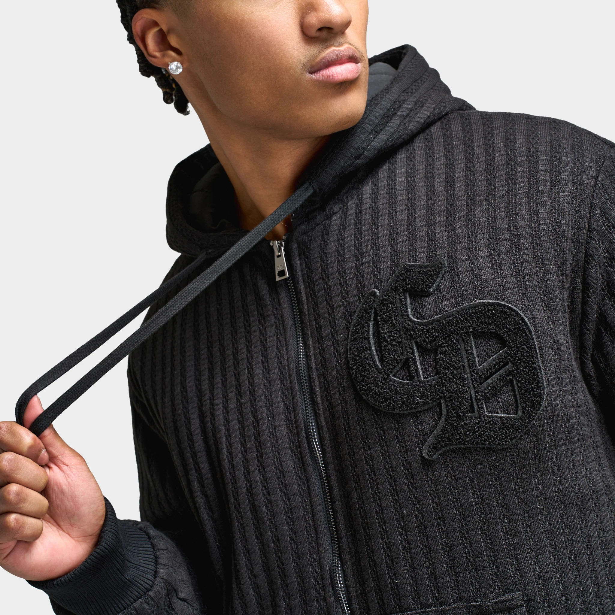 Criminal Damage Stanford Knitted Hoodie / Black - Image 4