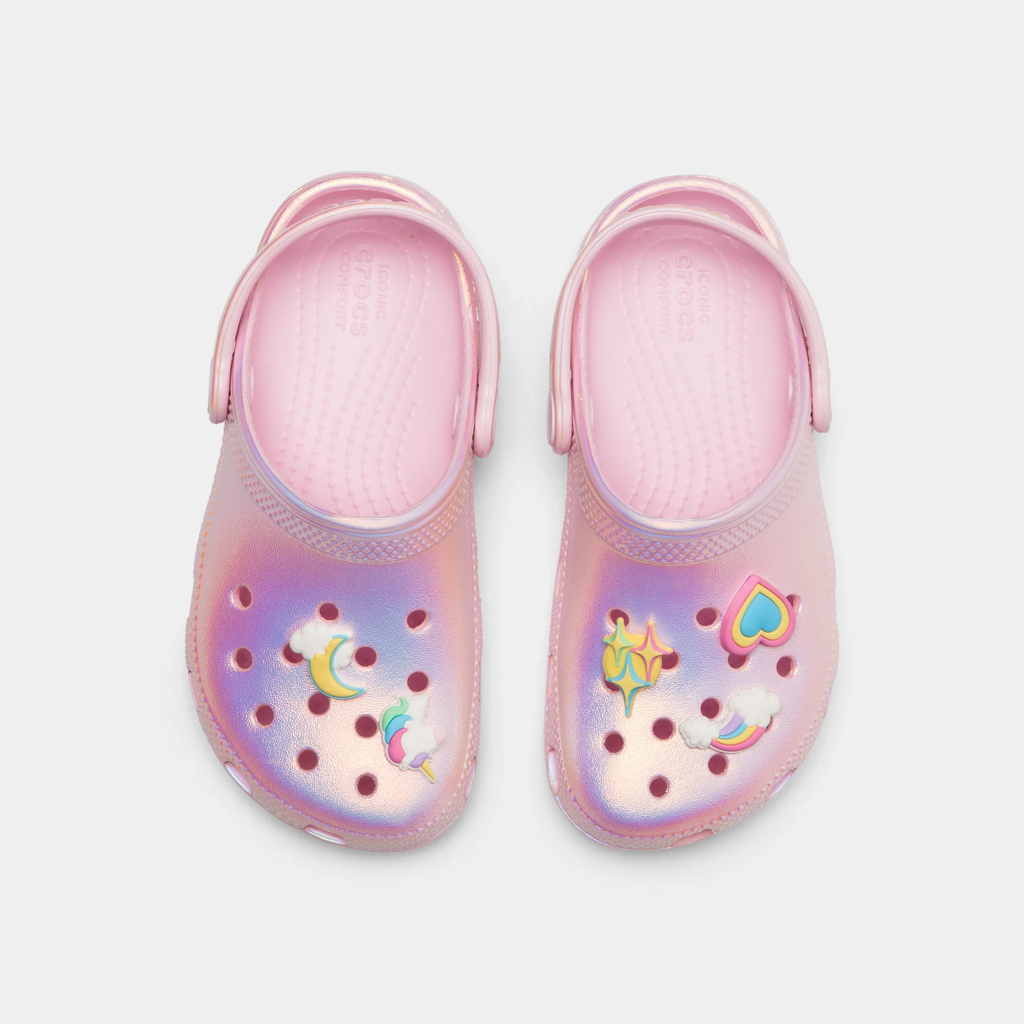 Crocs Children's Classic Unicorn Iridescent Shimmer Clog / Pink Milk - Image 5