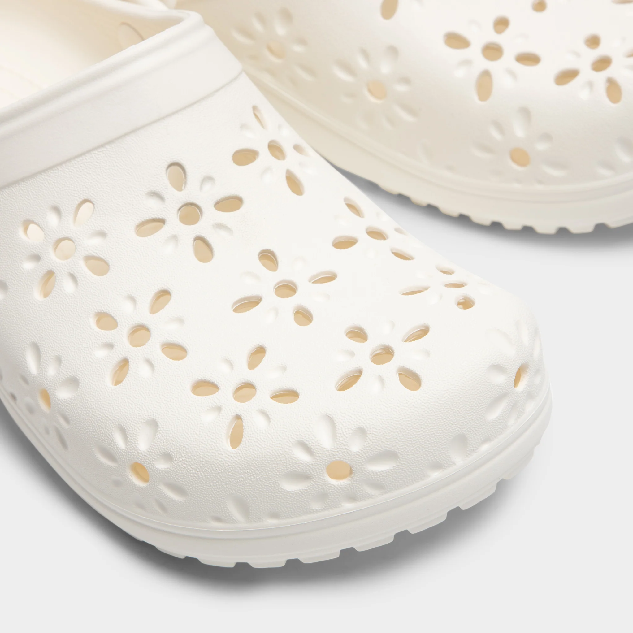 Crocs Women's Classic Floral Cut Out Clog / Chalk - Image 3