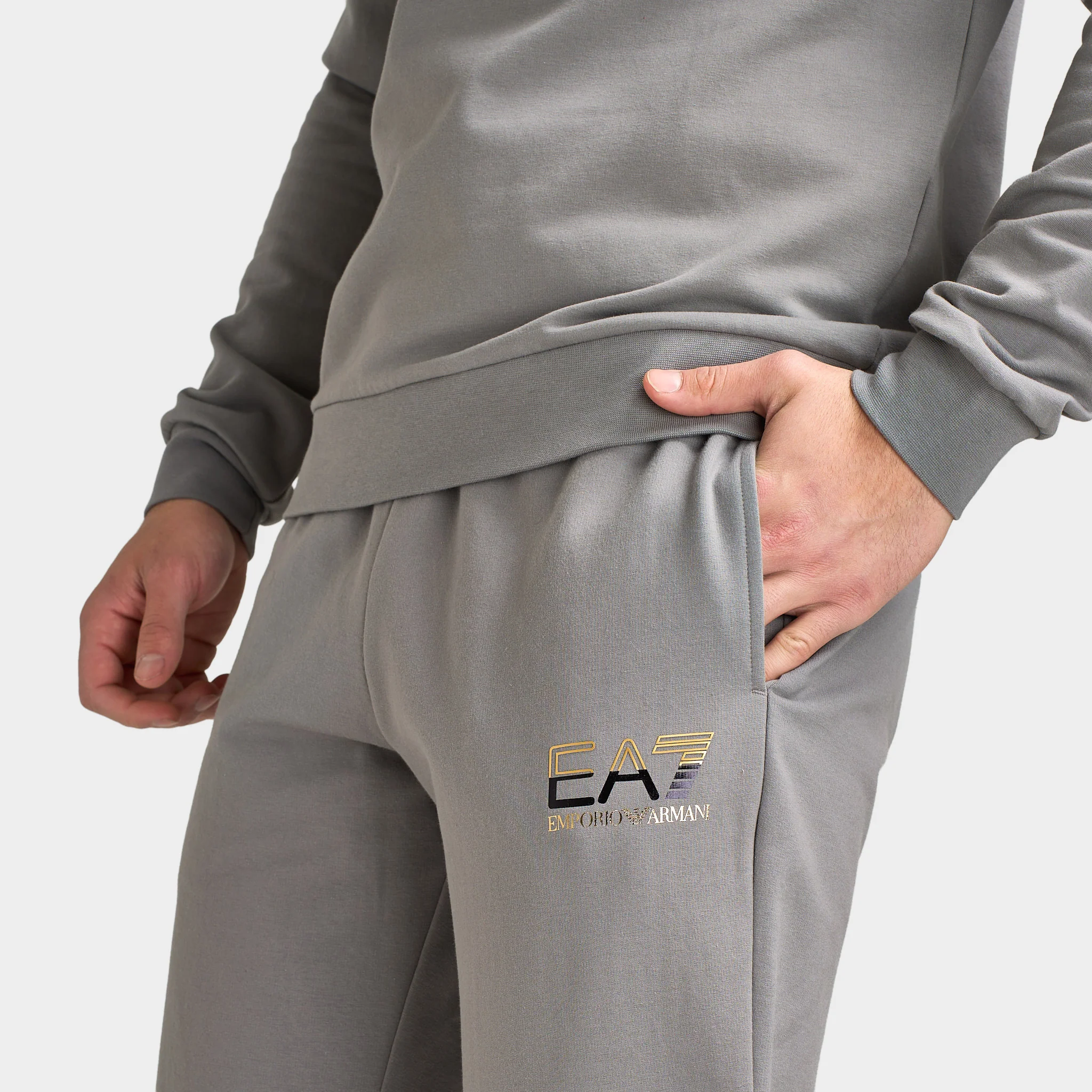EA7 Gold Chest Logo Crew Jogging Set / Grey - Image 11