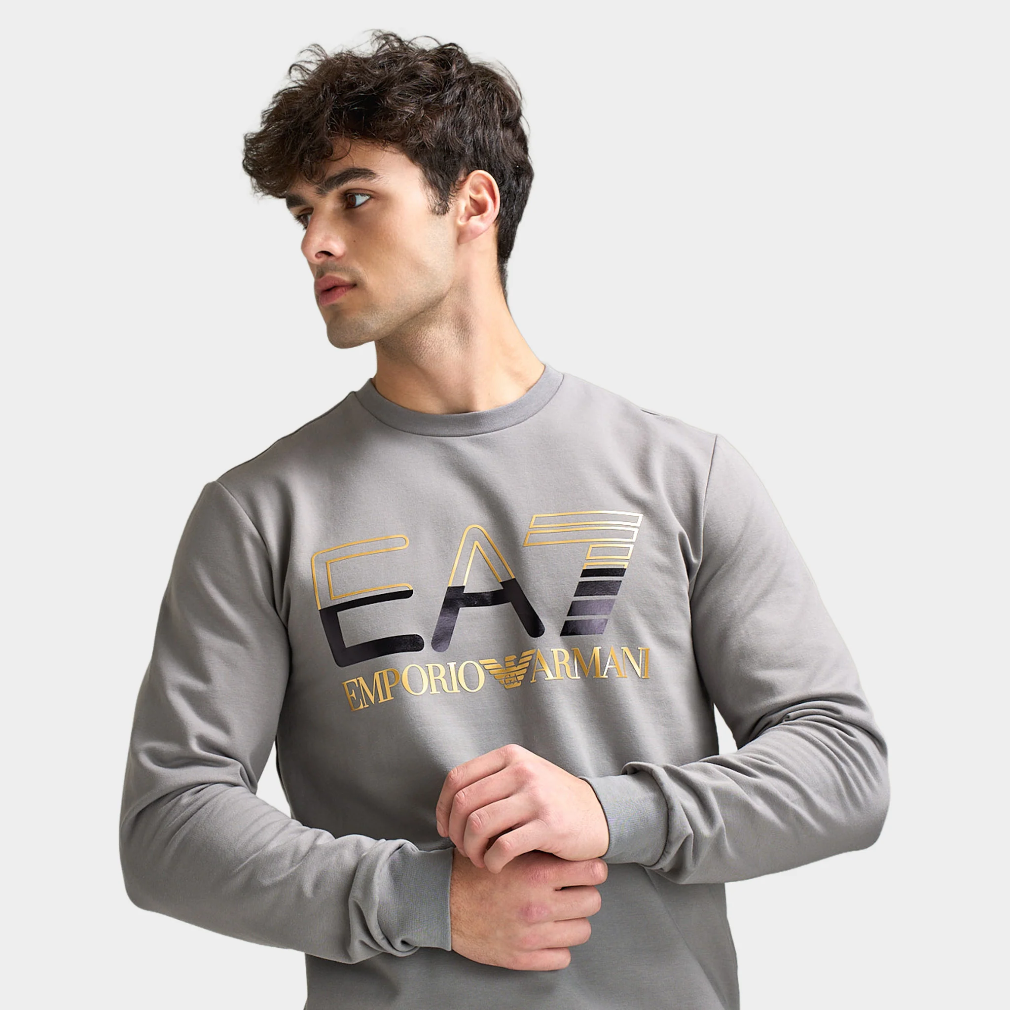 EA7 Gold Chest Logo Crew Jogging Set / Grey - Image 4