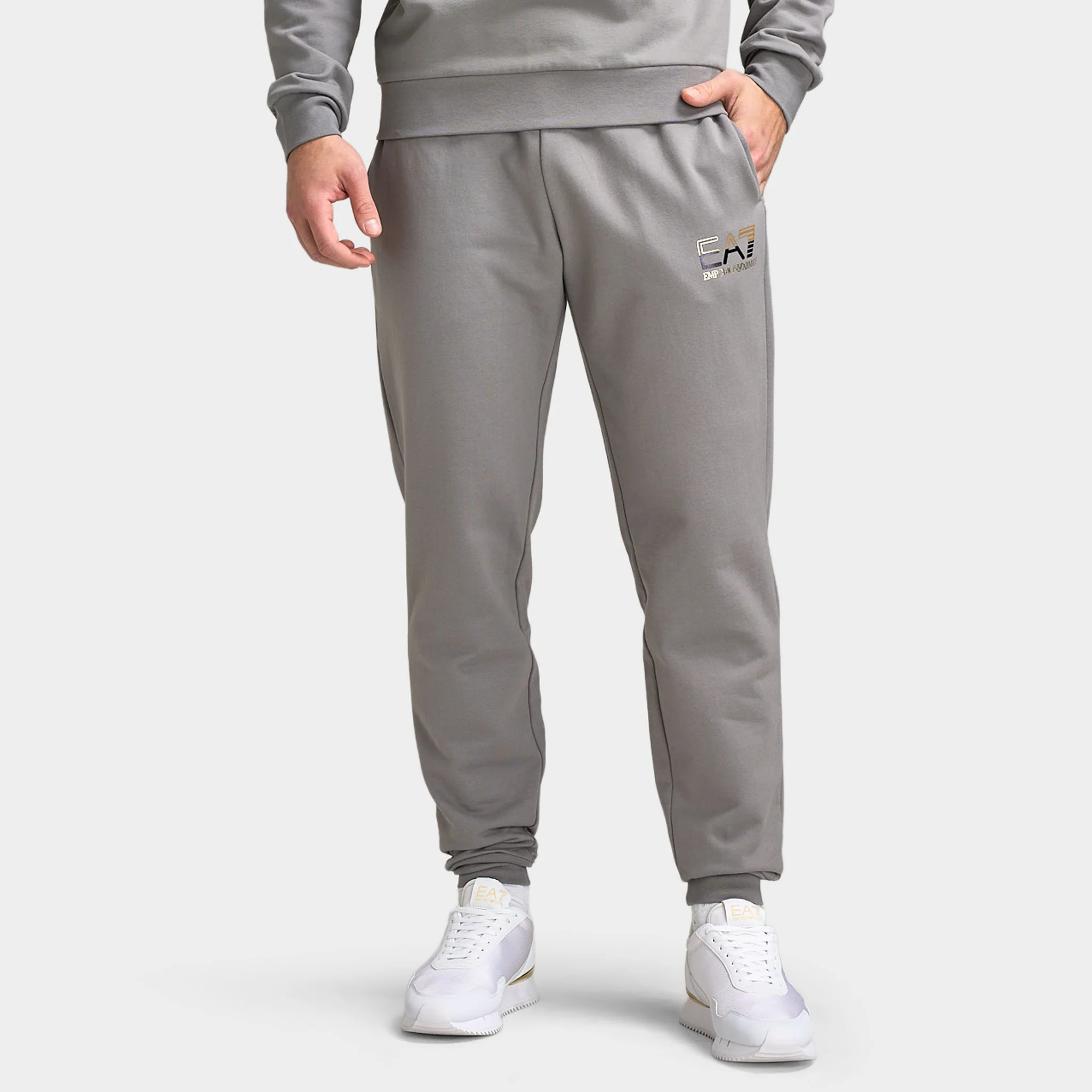 EA7 Gold Chest Logo Crew Jogging Set / Grey - Image 7