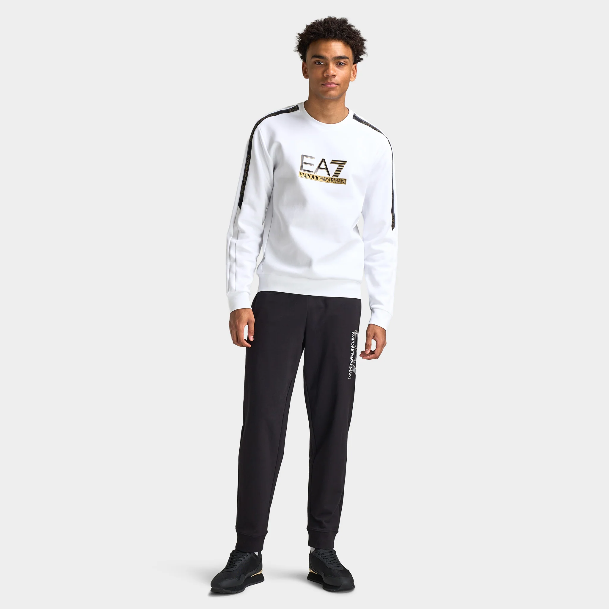 EA7 Gold Chest Logo Crew / White - Image 5