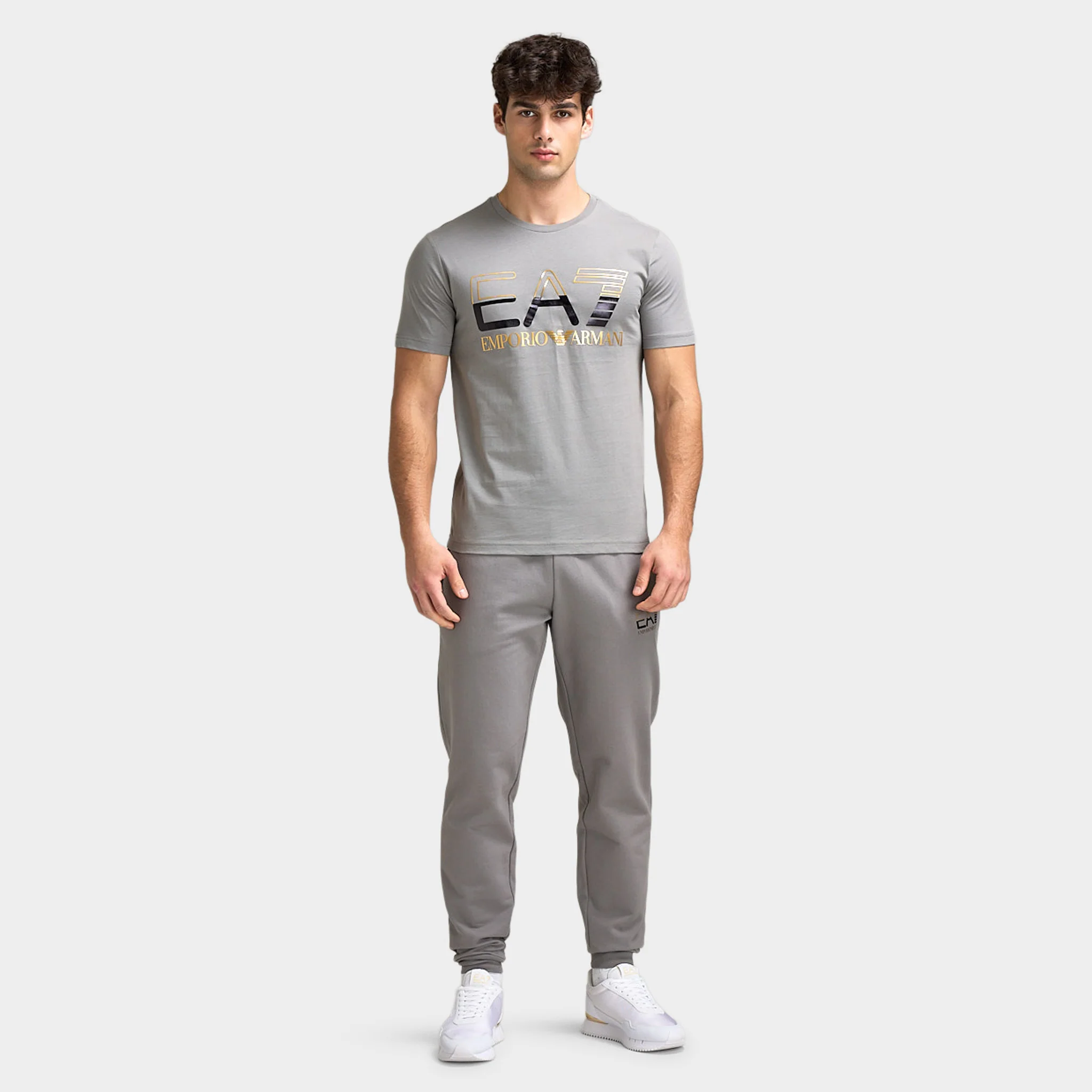 EA7 Gold Chest Logo Tee / Grey - Image 5