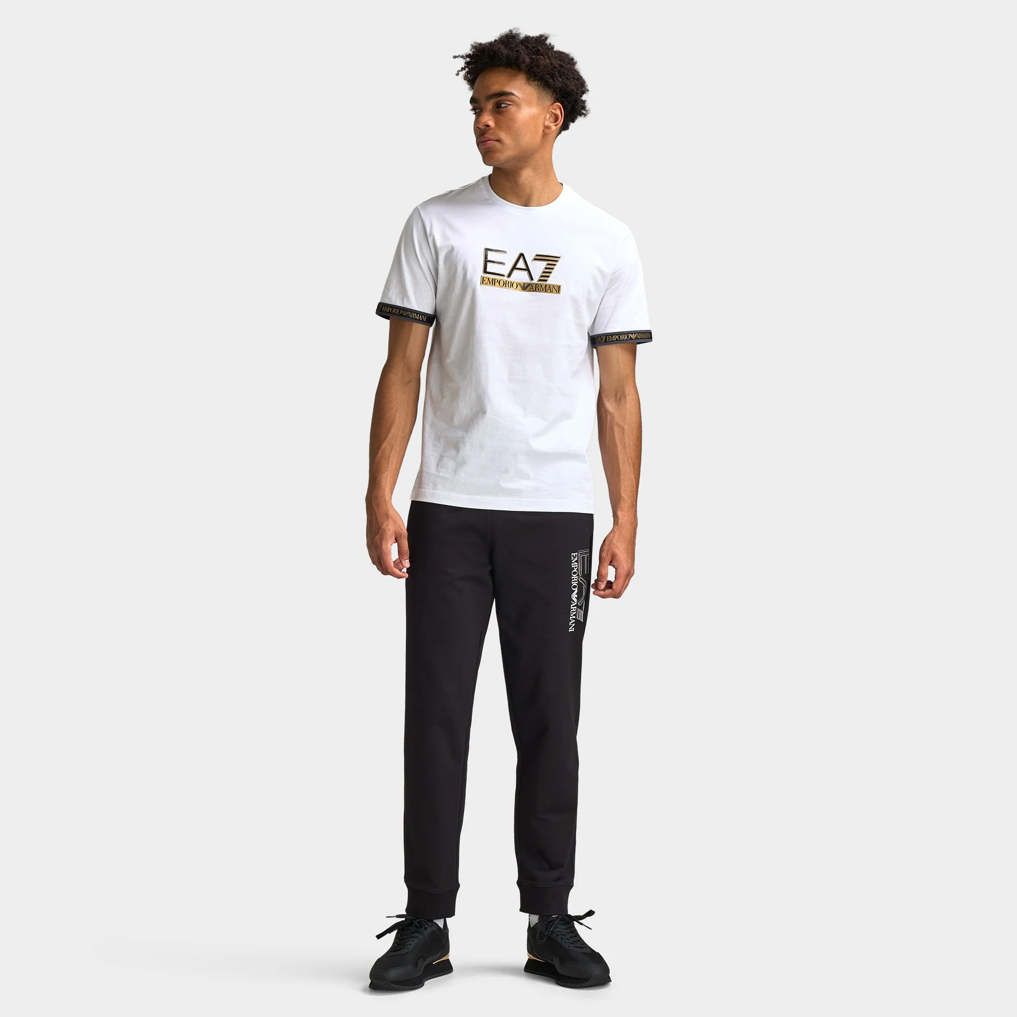 EA7 Gold Chest Logo Tee / White - Image 5