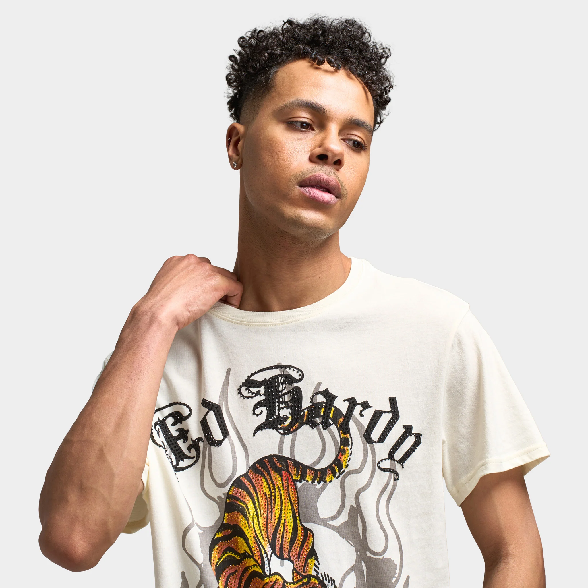Ed Hardy Crawling Tiger Graphic T-Shirt / Ivory - Image 3