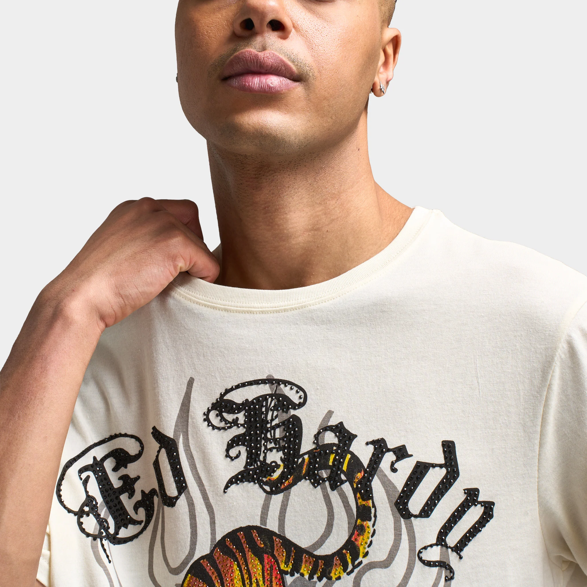 Ed Hardy Crawling Tiger Graphic T-Shirt / Ivory - Image 4