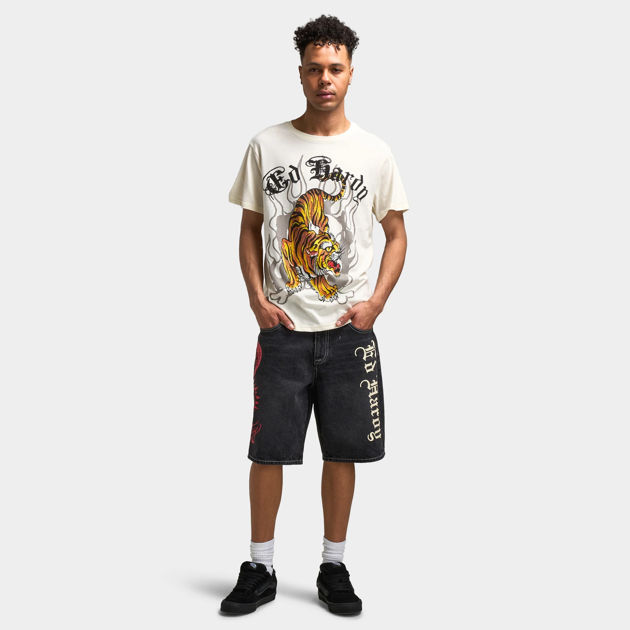 Ed Hardy Crawling Tiger Graphic T-Shirt / Ivory - Image 6