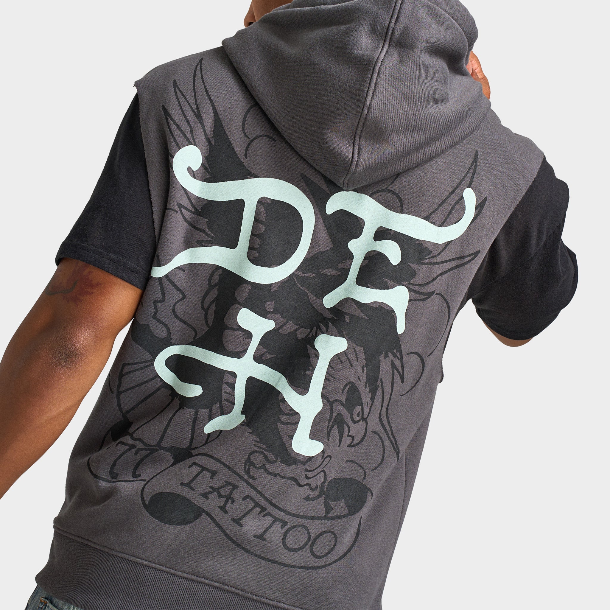 Ed Hardy DG Skull Sleeveles Hoodie / Charcoal - Image 5