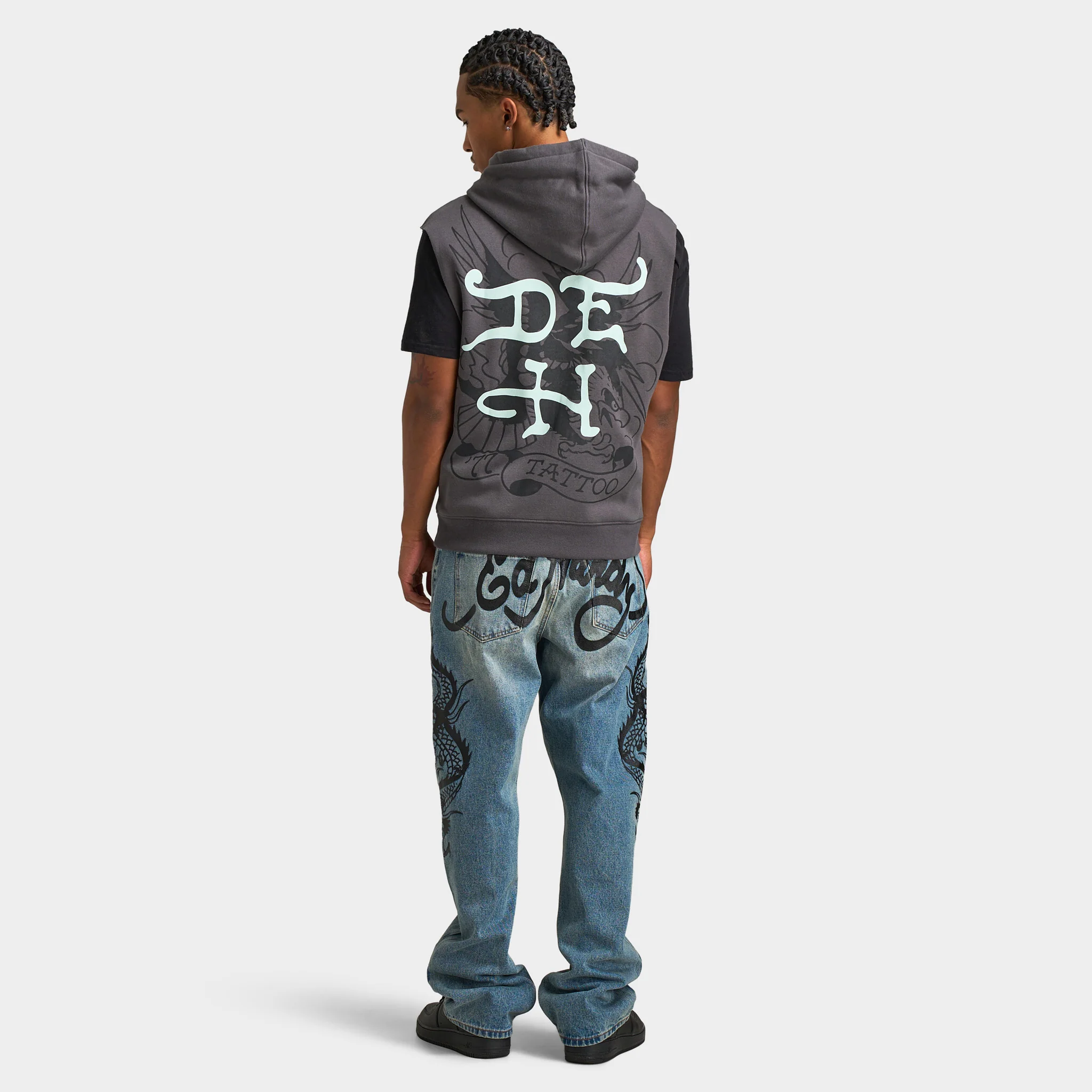 Ed Hardy DG Skull Sleeveles Hoodie / Charcoal - Image 6