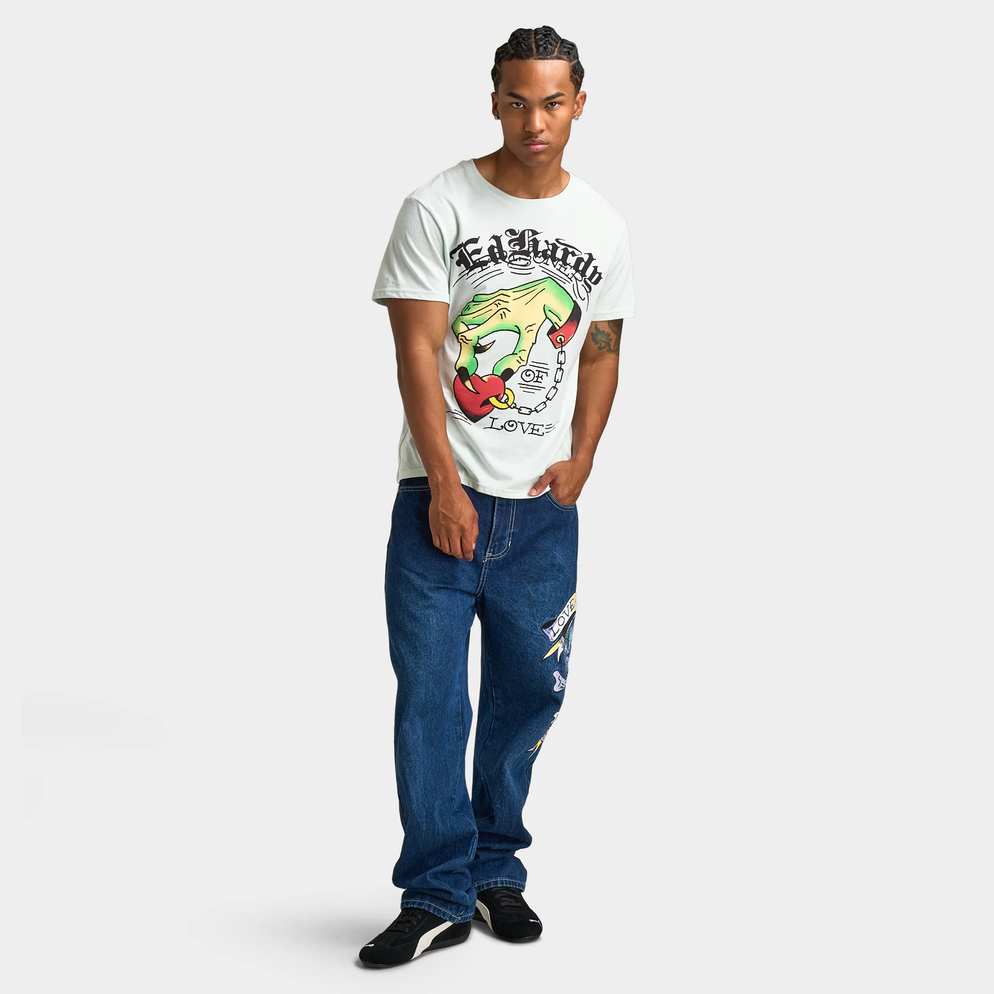 Ed Hardy Heart Hand T-shirt / Arctic Blue - Image 7