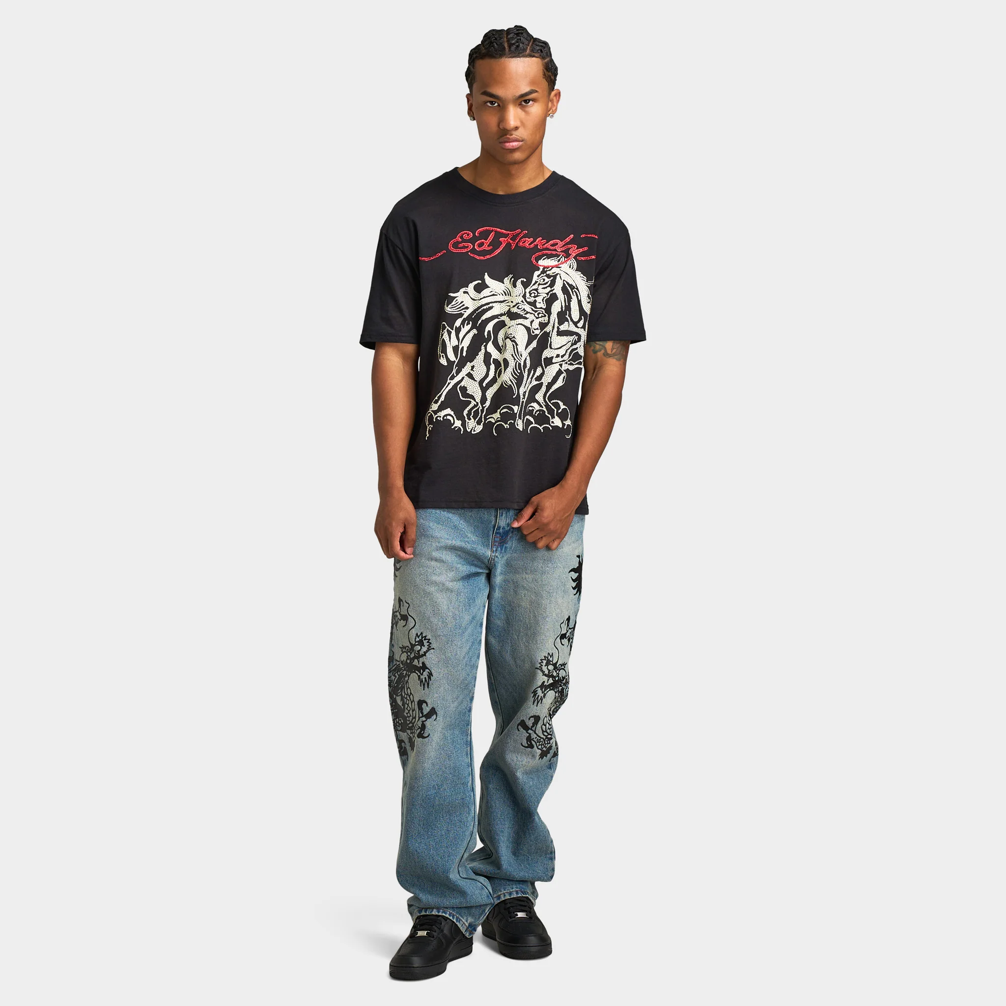 Ed Hardy Horses T-shirt / Vintage Black - Image 7