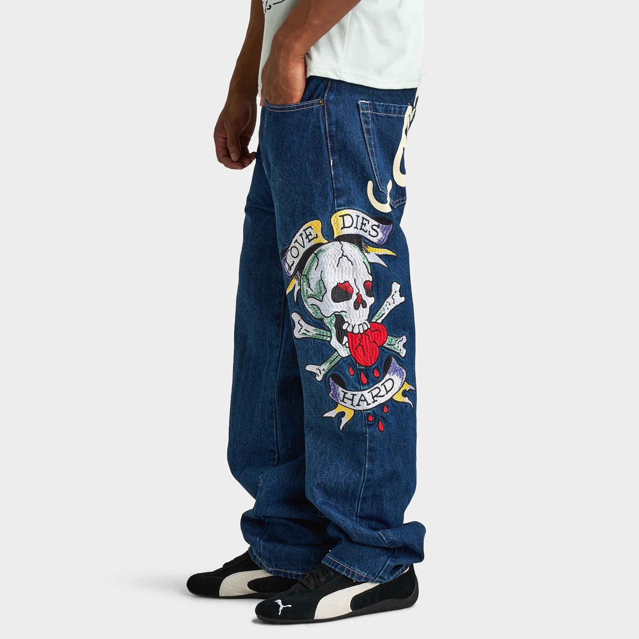 Ed Hardy Skull Heart Baggy Jeans / Indigo - Image 3
