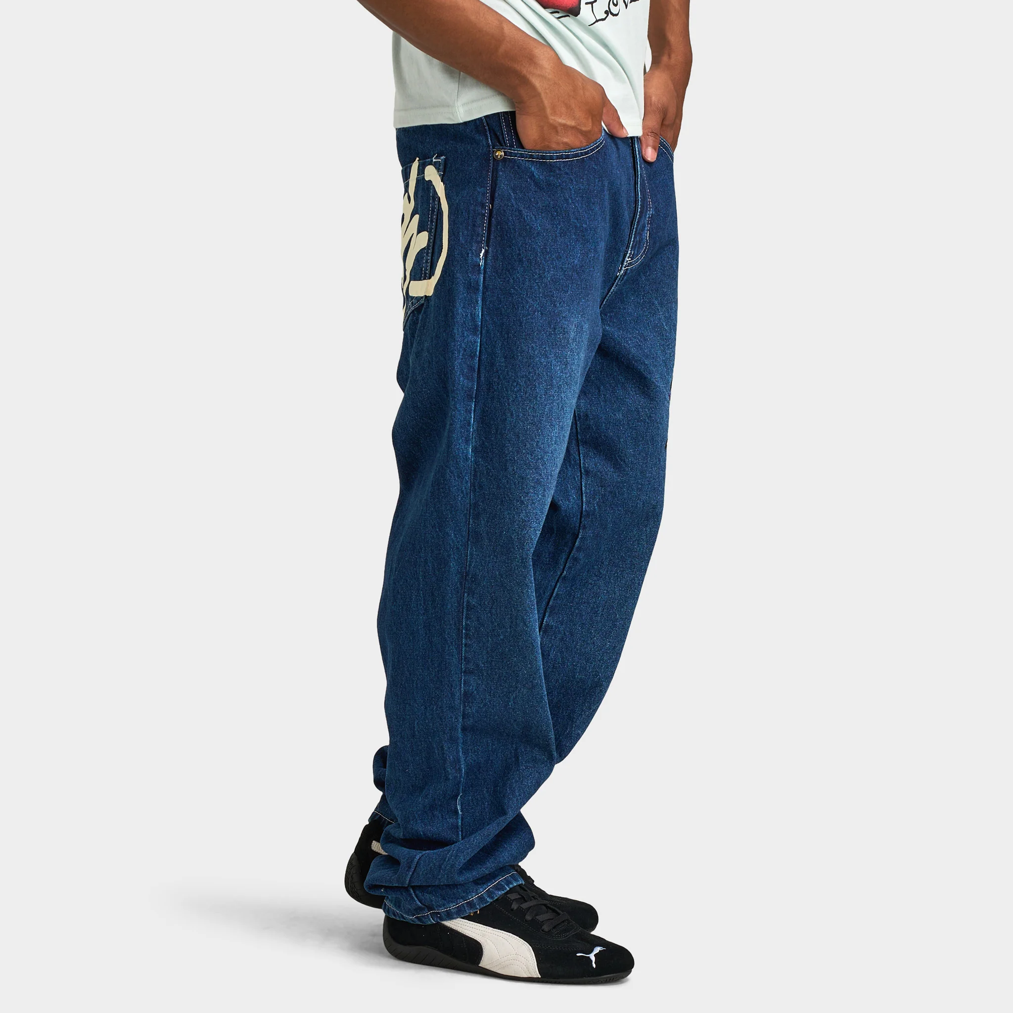 Ed Hardy Skull Heart Baggy Jeans / Indigo - Image 4