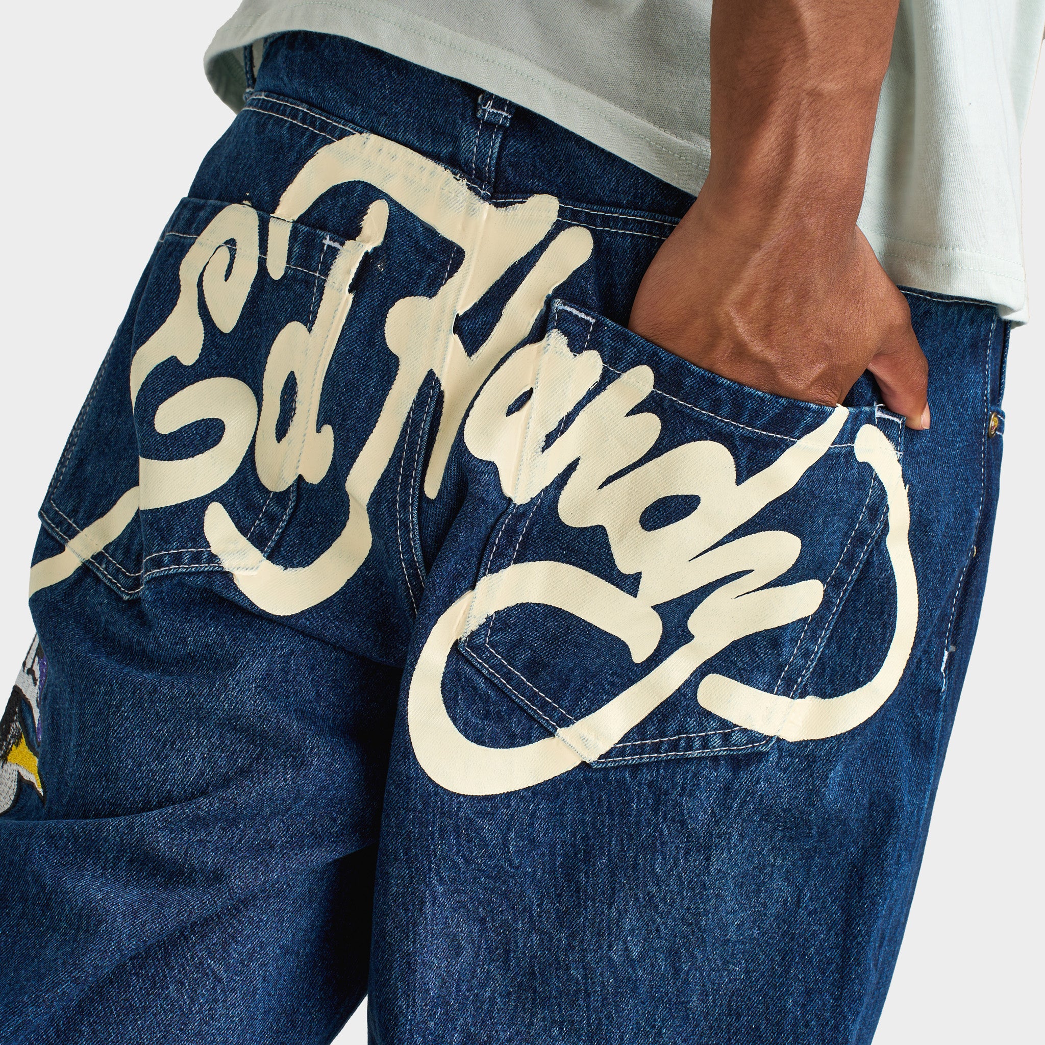 Ed Hardy Skull Heart Baggy Jeans / Indigo - Image 6
