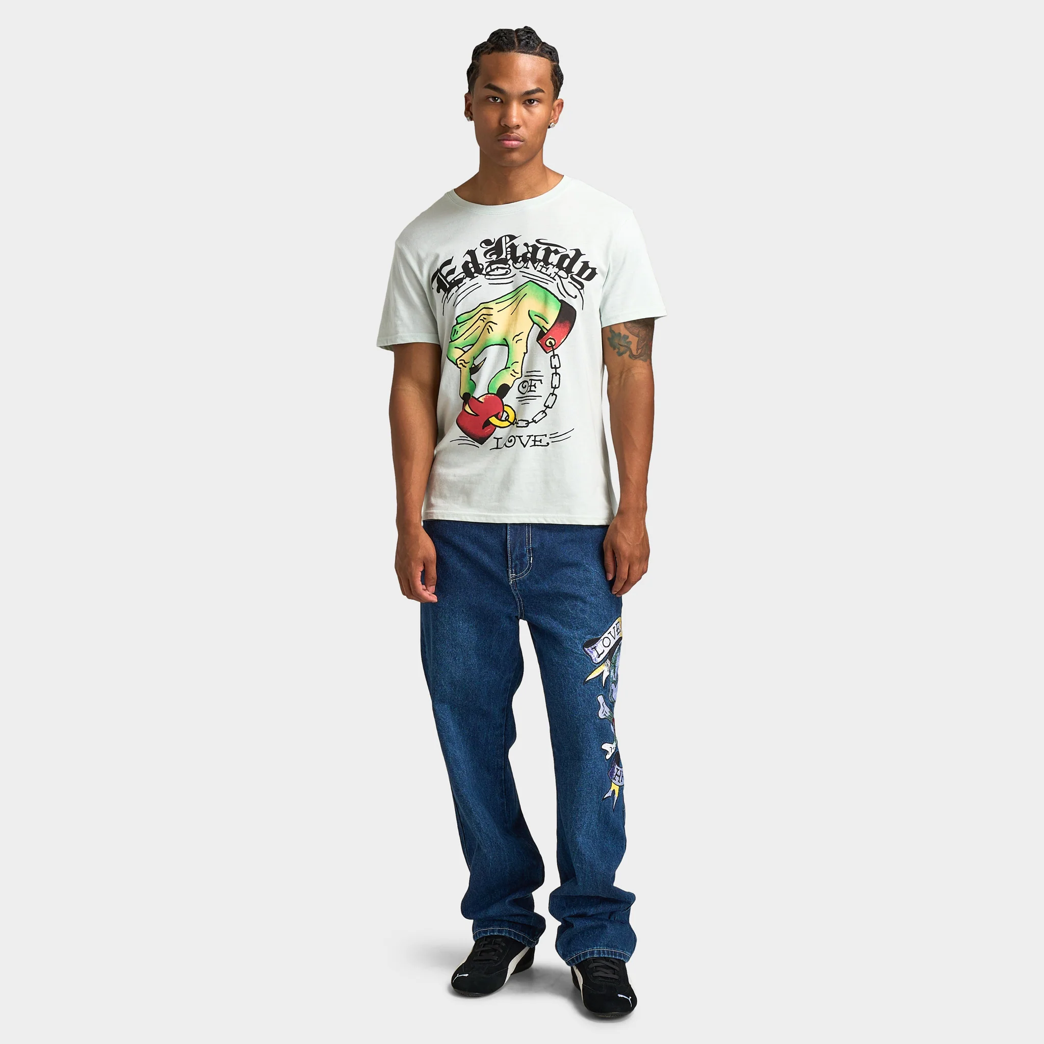 Ed Hardy Skull Heart Baggy Jeans / Indigo - Image 7