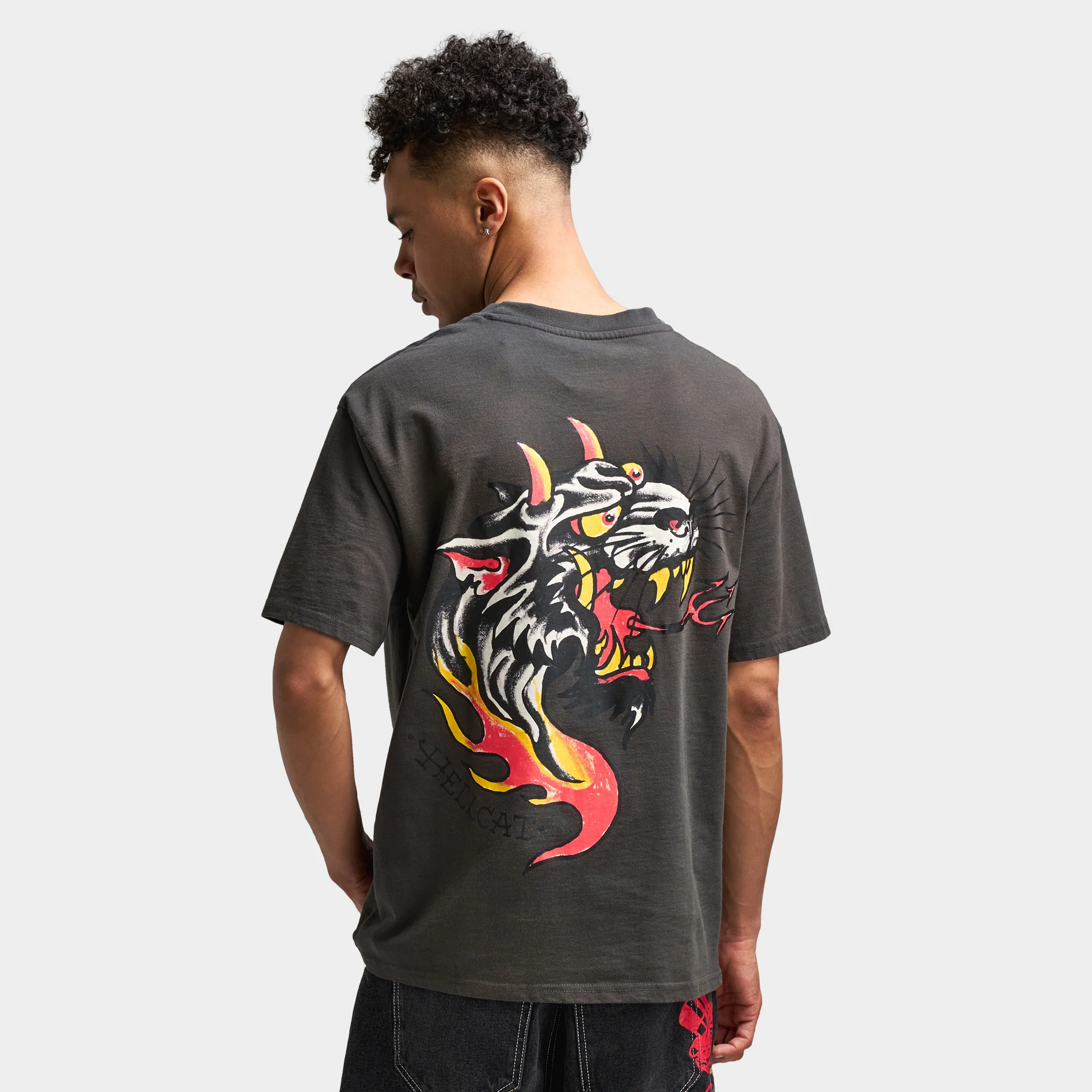 Ed Hardy Vintage Panther Flame Graphic T-Shirt / Charcoal - Image 2