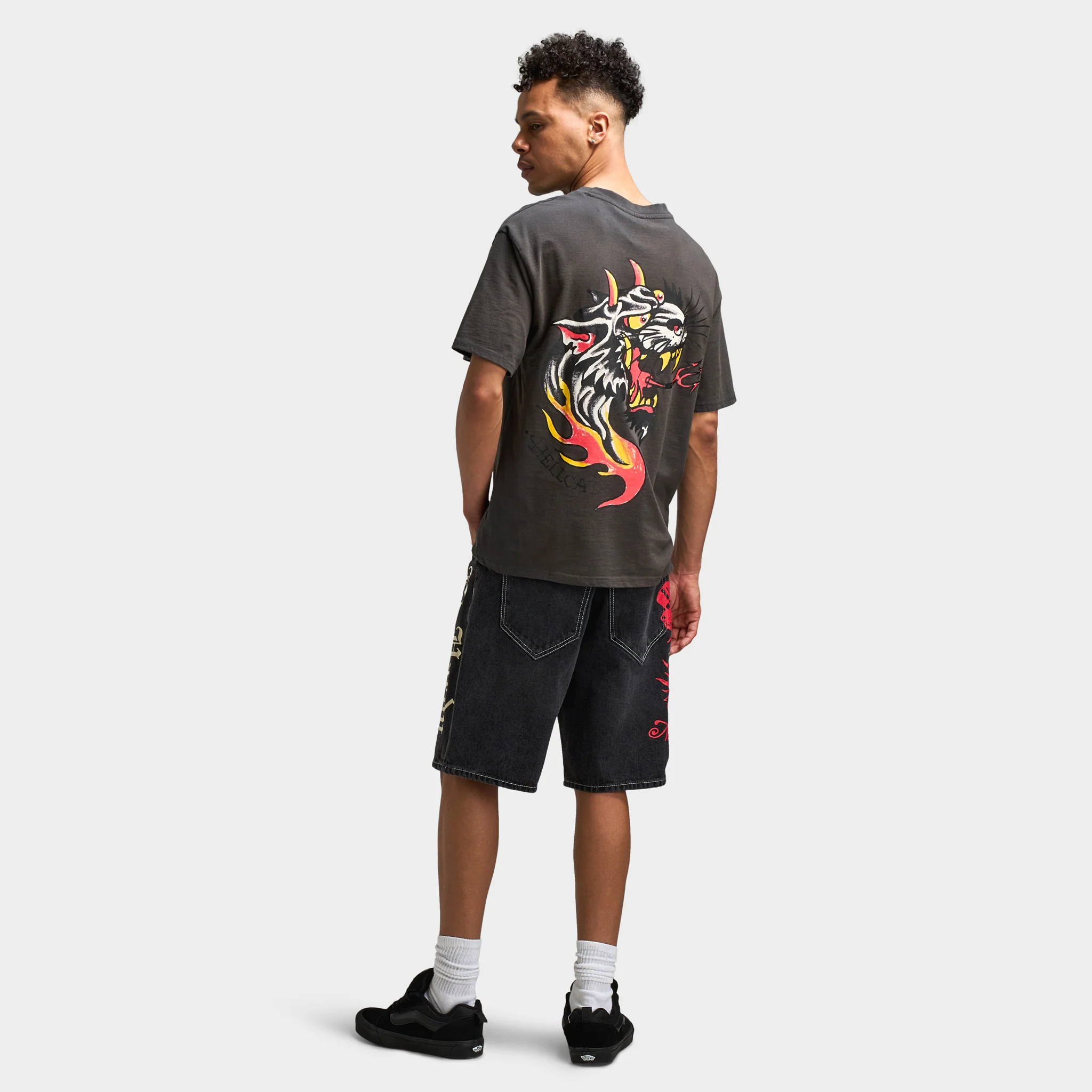 Ed Hardy Vintage Panther Flame Graphic T-Shirt / Charcoal - Image 5