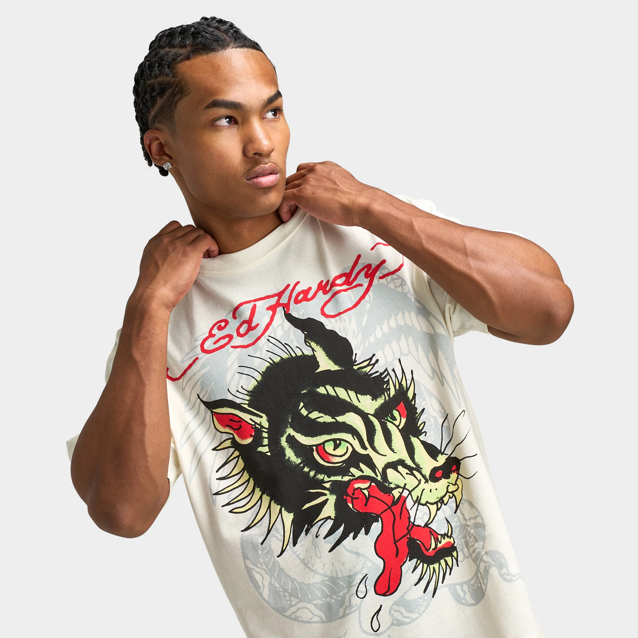 Ed Hardy Wolf Head T-Shirt / Vintage Ivory - Image 3