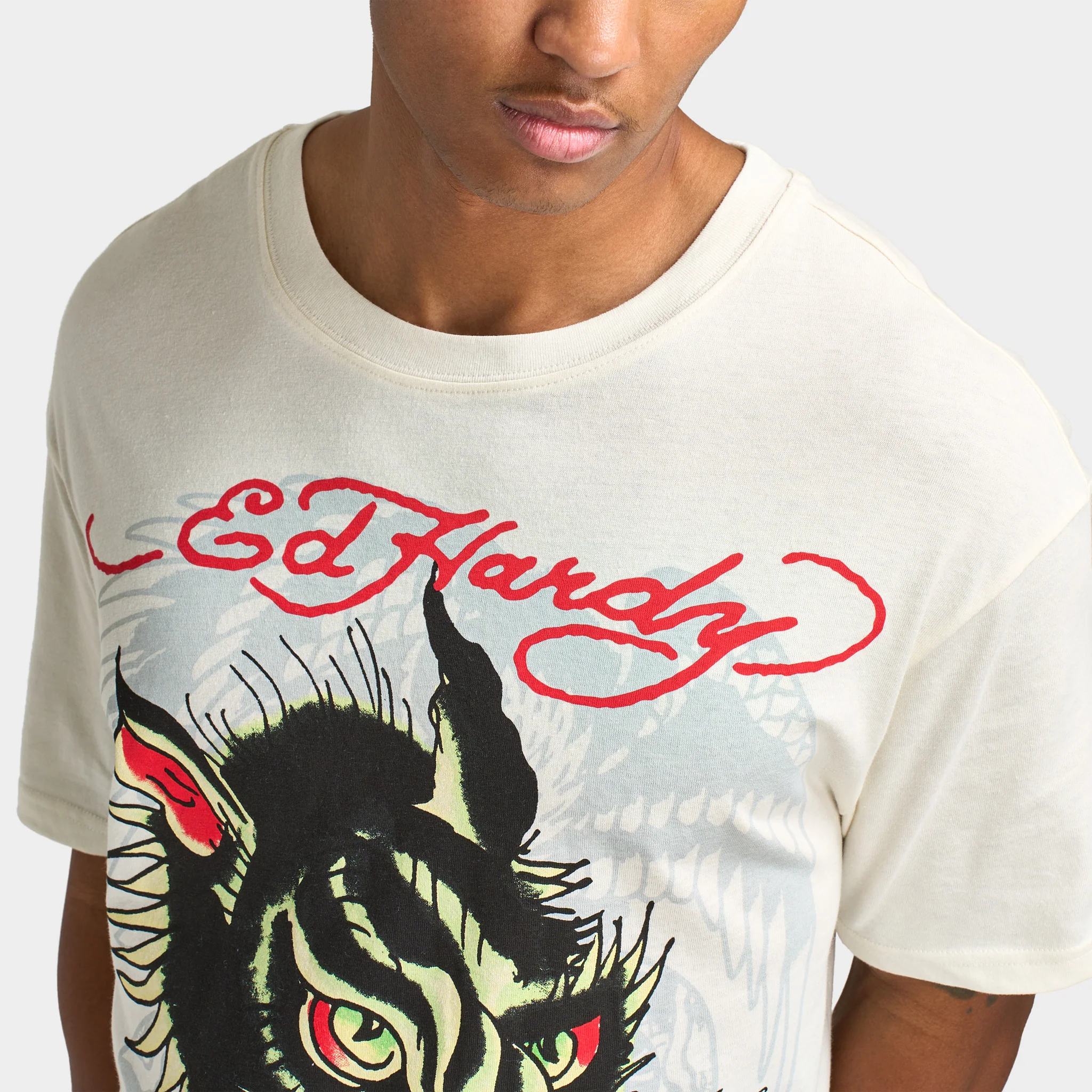 Ed Hardy Wolf Head T-Shirt / Vintage Ivory - Image 4