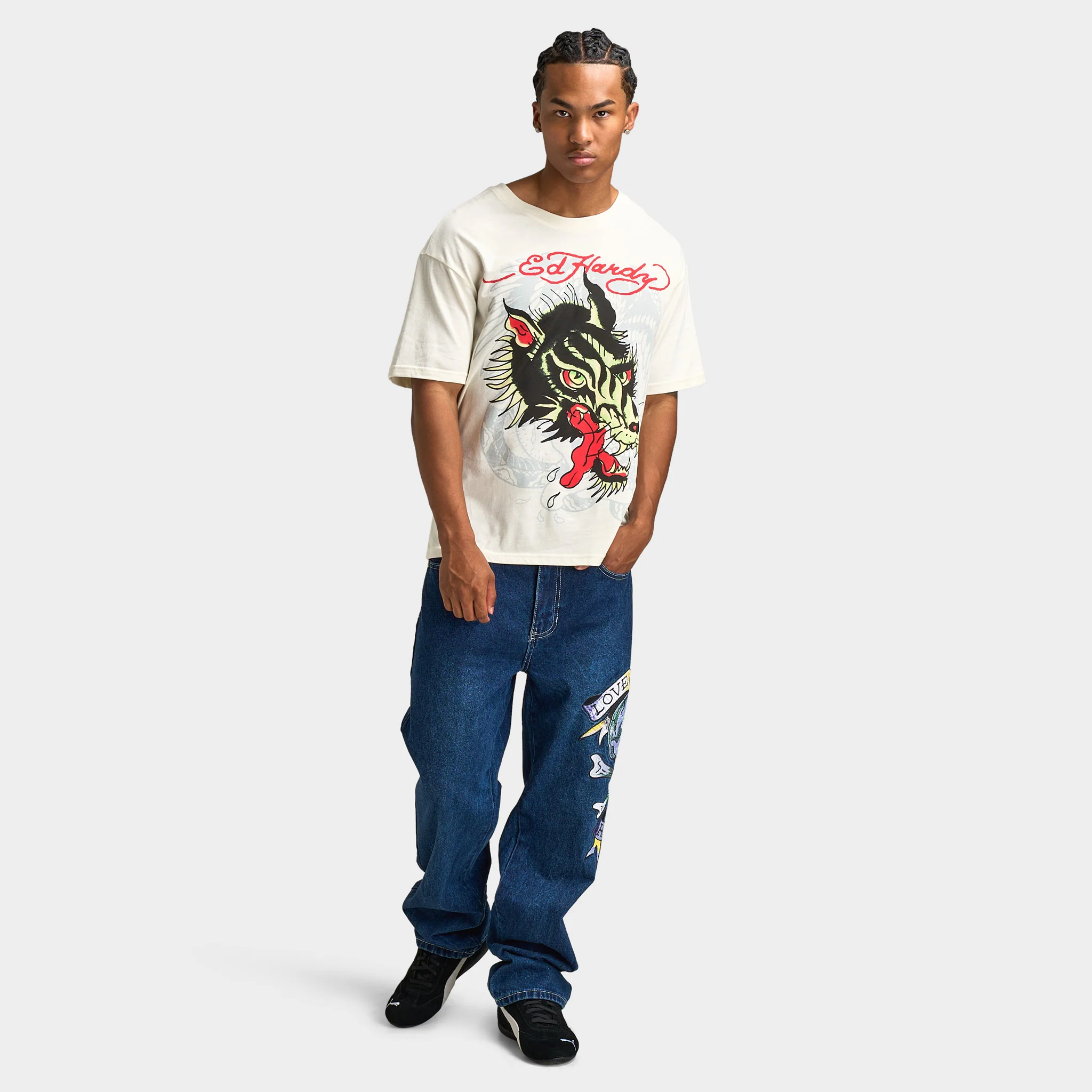 Ed Hardy Wolf Head T-Shirt / Vintage Ivory - Image 7
