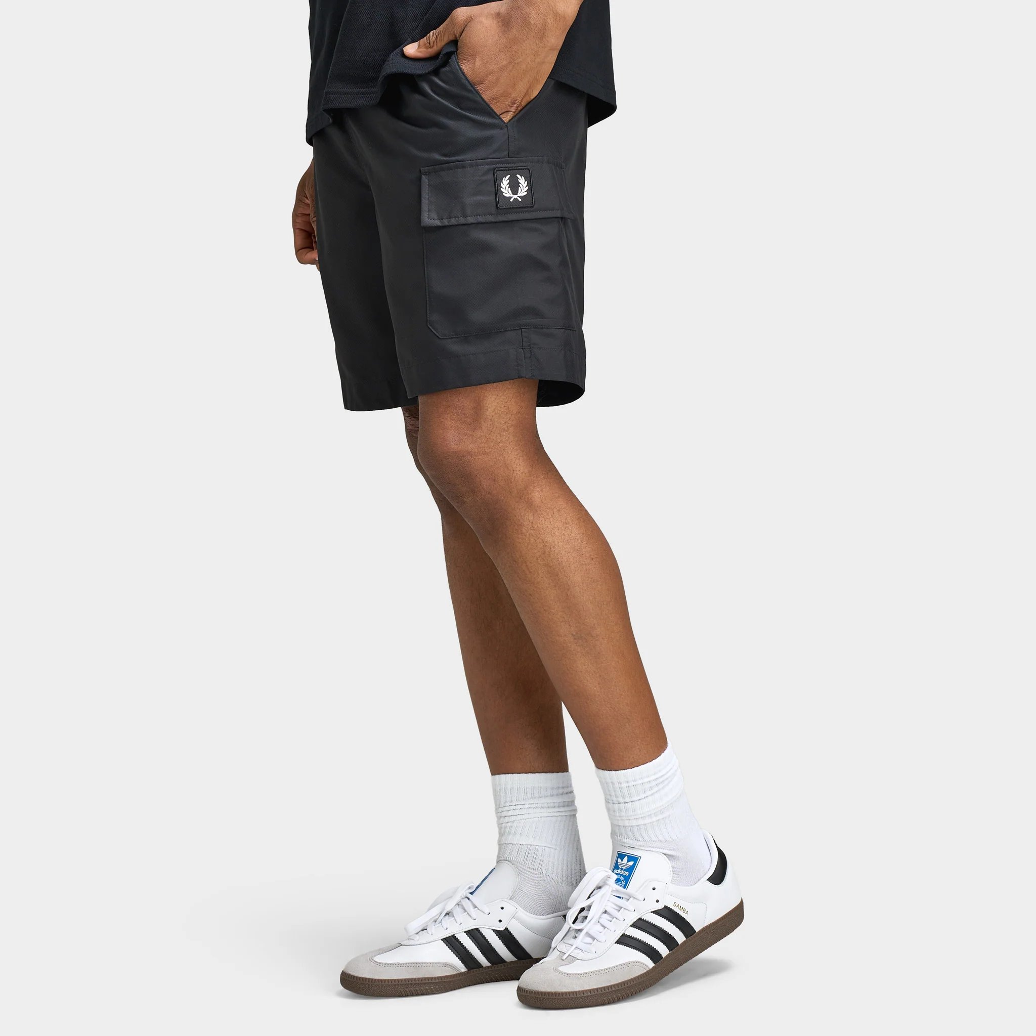 Fred Perry Badge Patch Pocket Swimshort / Black - Image 2