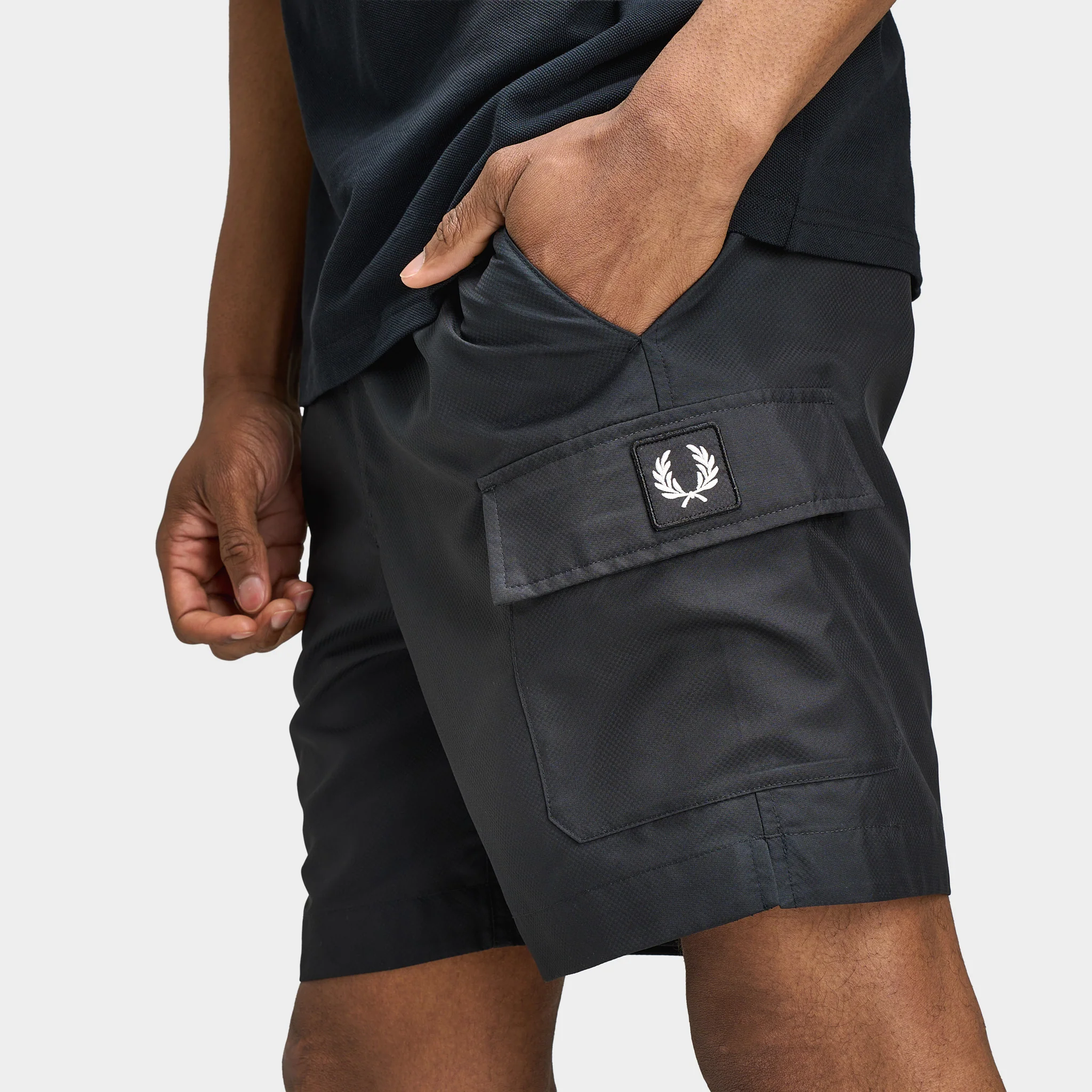 Fred Perry Badge Patch Pocket Swimshort / Black - Image 5
