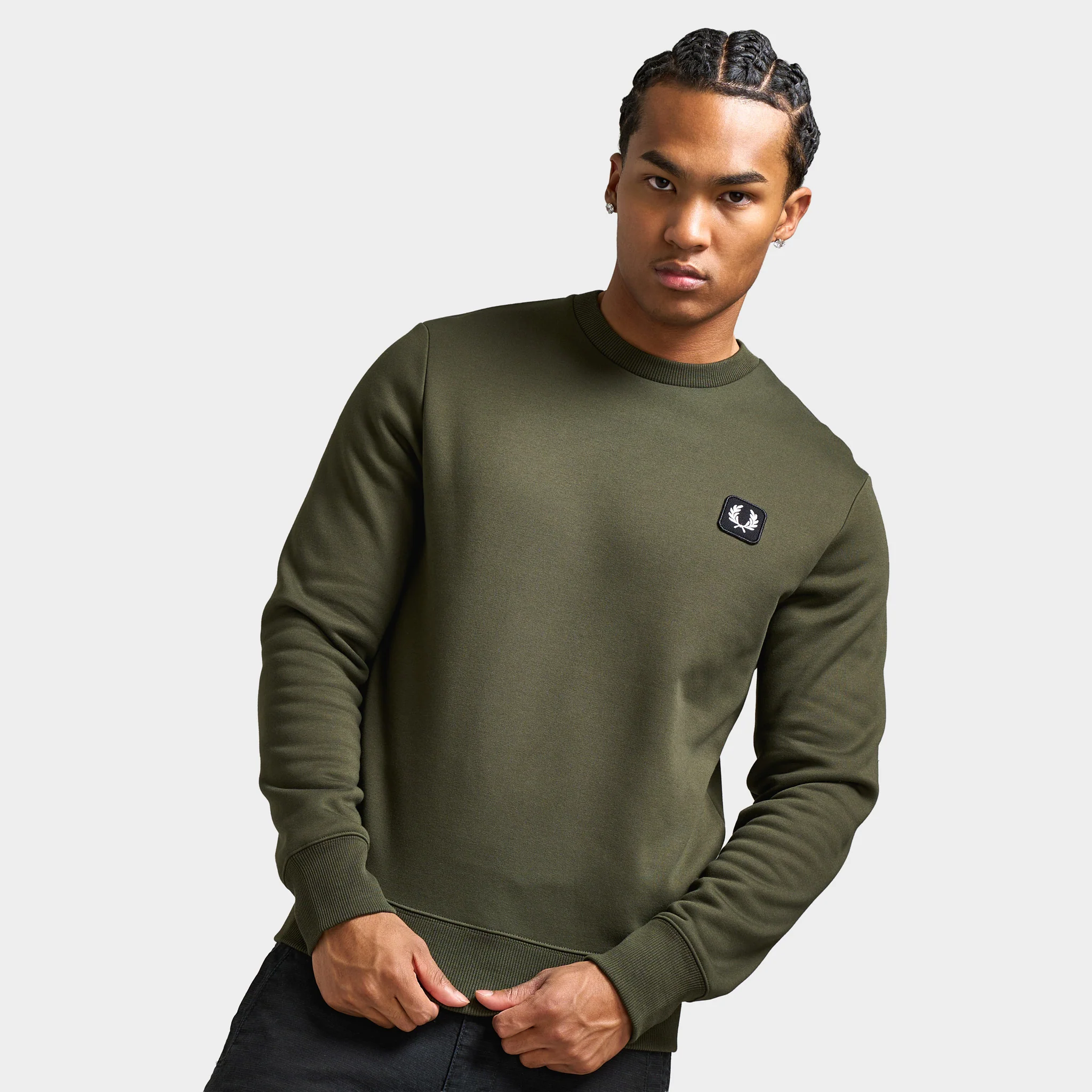Fred Perry Badge Sweatshirt / Olive Mint - Image 3