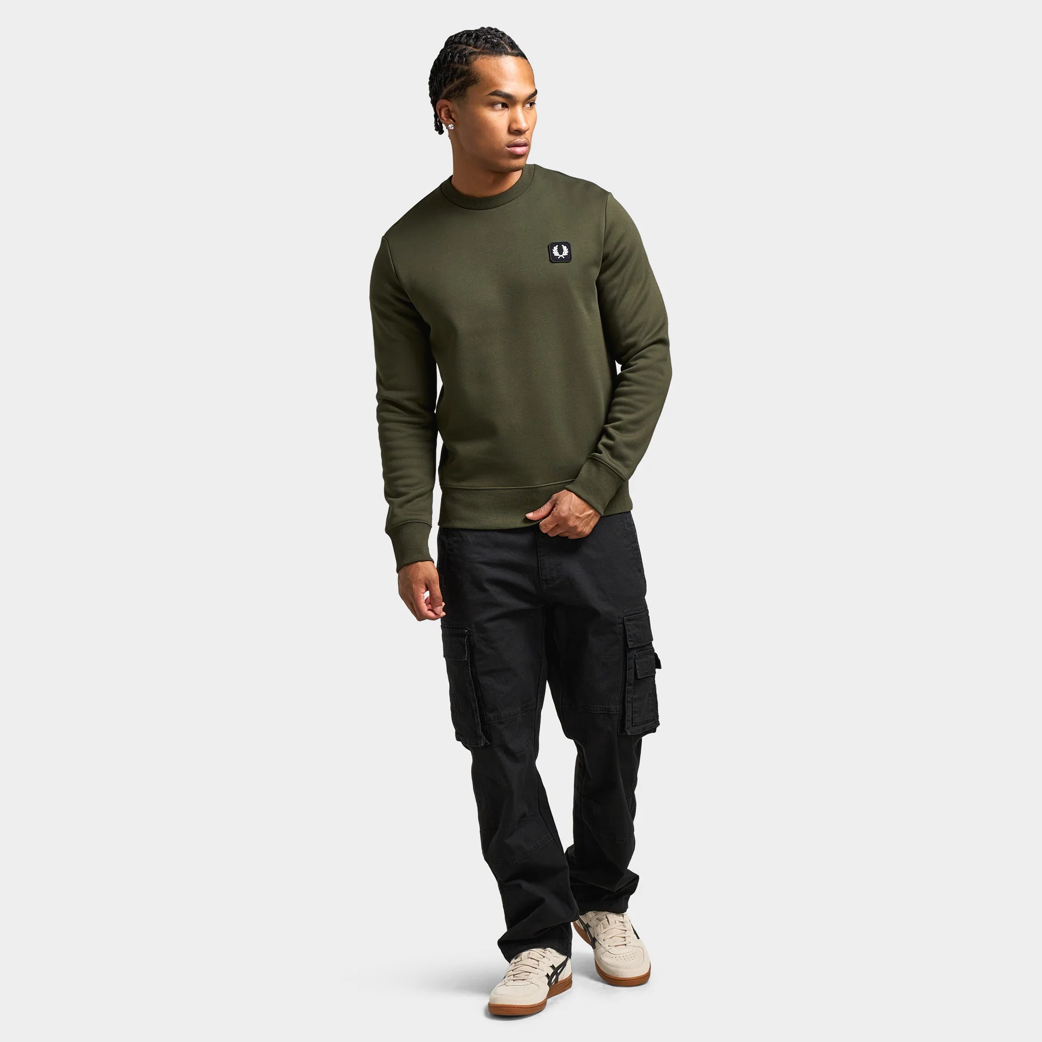 Fred Perry Badge Sweatshirt / Olive Mint - Image 6
