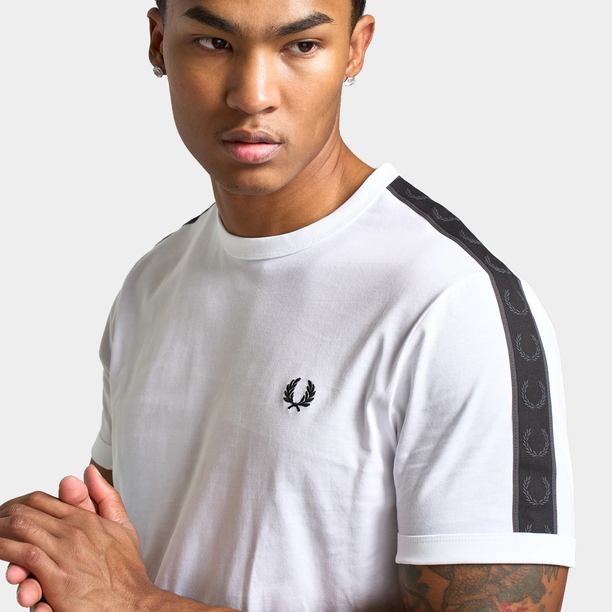 Fred Perry Contrast Tape Ringer T-Shirt / White - Image 4